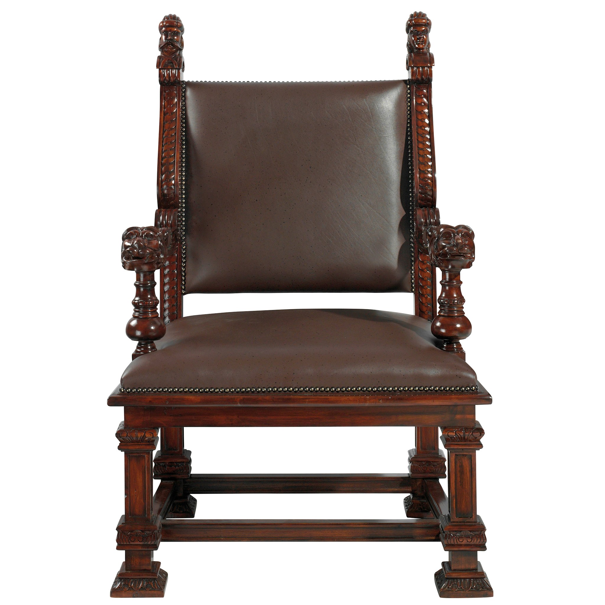 Toscano™ Lord Cumberland Royal Throne Chair - Cherry, Leather/Mahogany