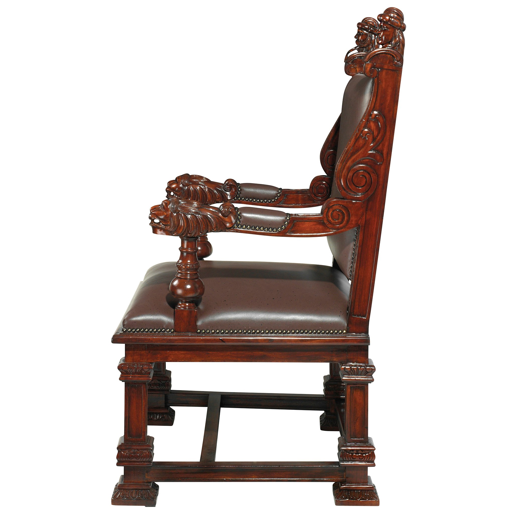 Toscano™ Lord Cumberland Royal Throne Chair - Cherry, Leather/Mahogany