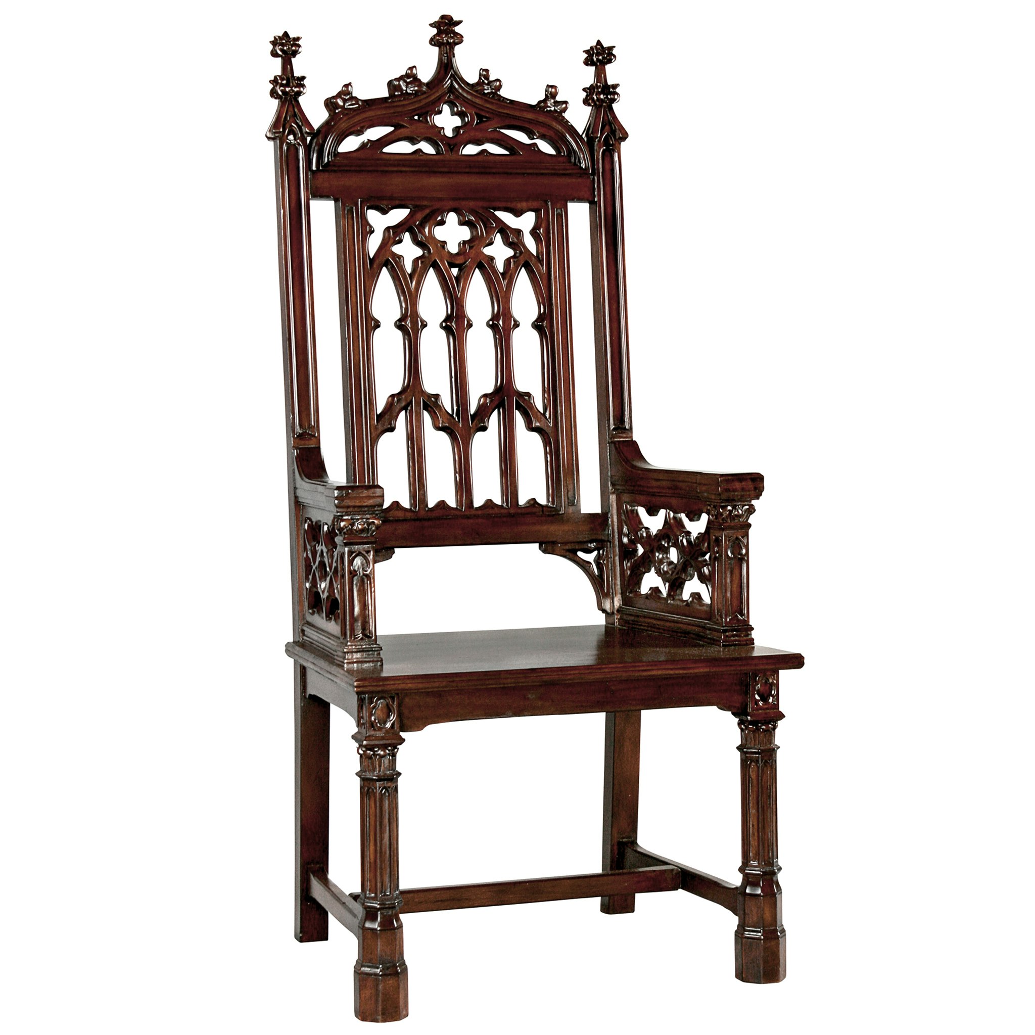 Toscano™ Gothic Tracery Cathedral Chair - Cherry, Mahogany