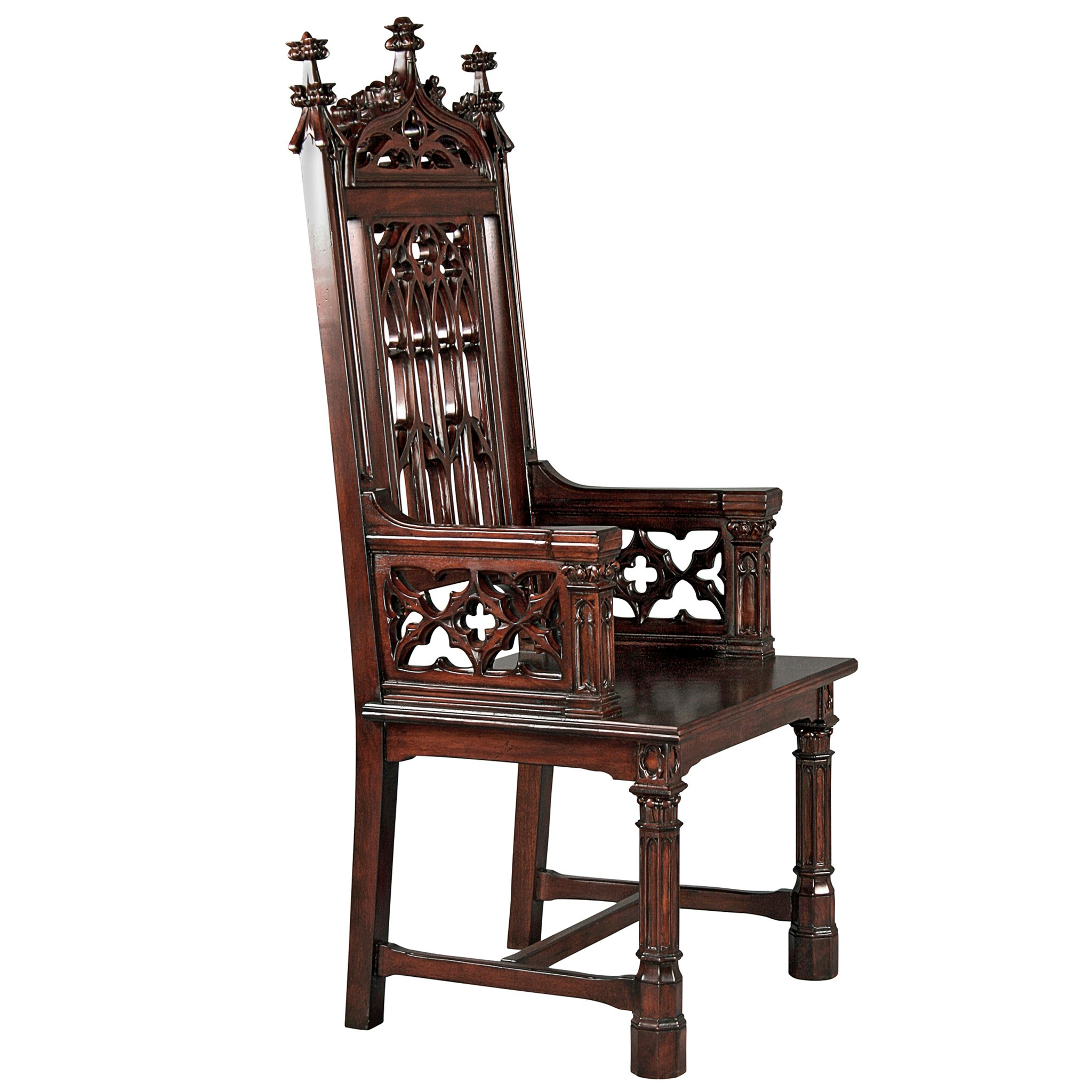 Toscano™ Gothic Tracery Cathedral Chair - Cherry, Mahogany