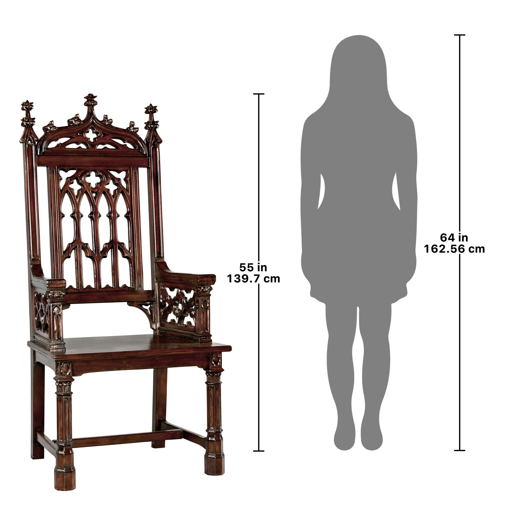 Toscano™ Gothic Tracery Cathedral Chair - Cherry, Mahogany