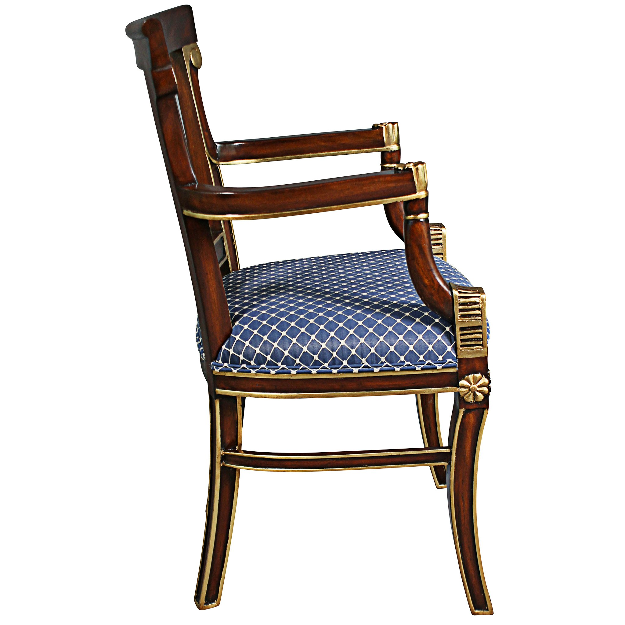 Toscano - British Colonial Plantation Armchair in Fabric/Mahogany