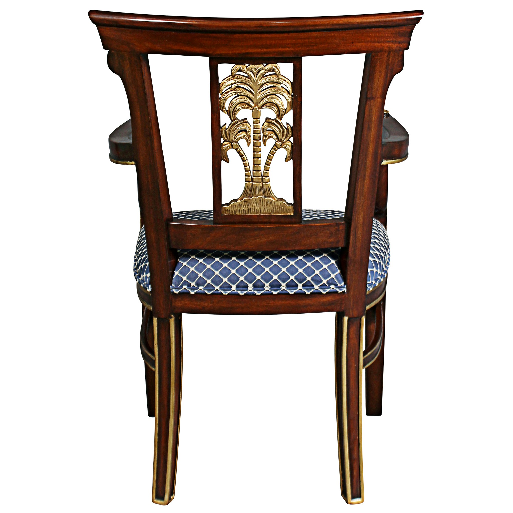 Toscano - British Colonial Plantation Armchair in Fabric/Mahogany