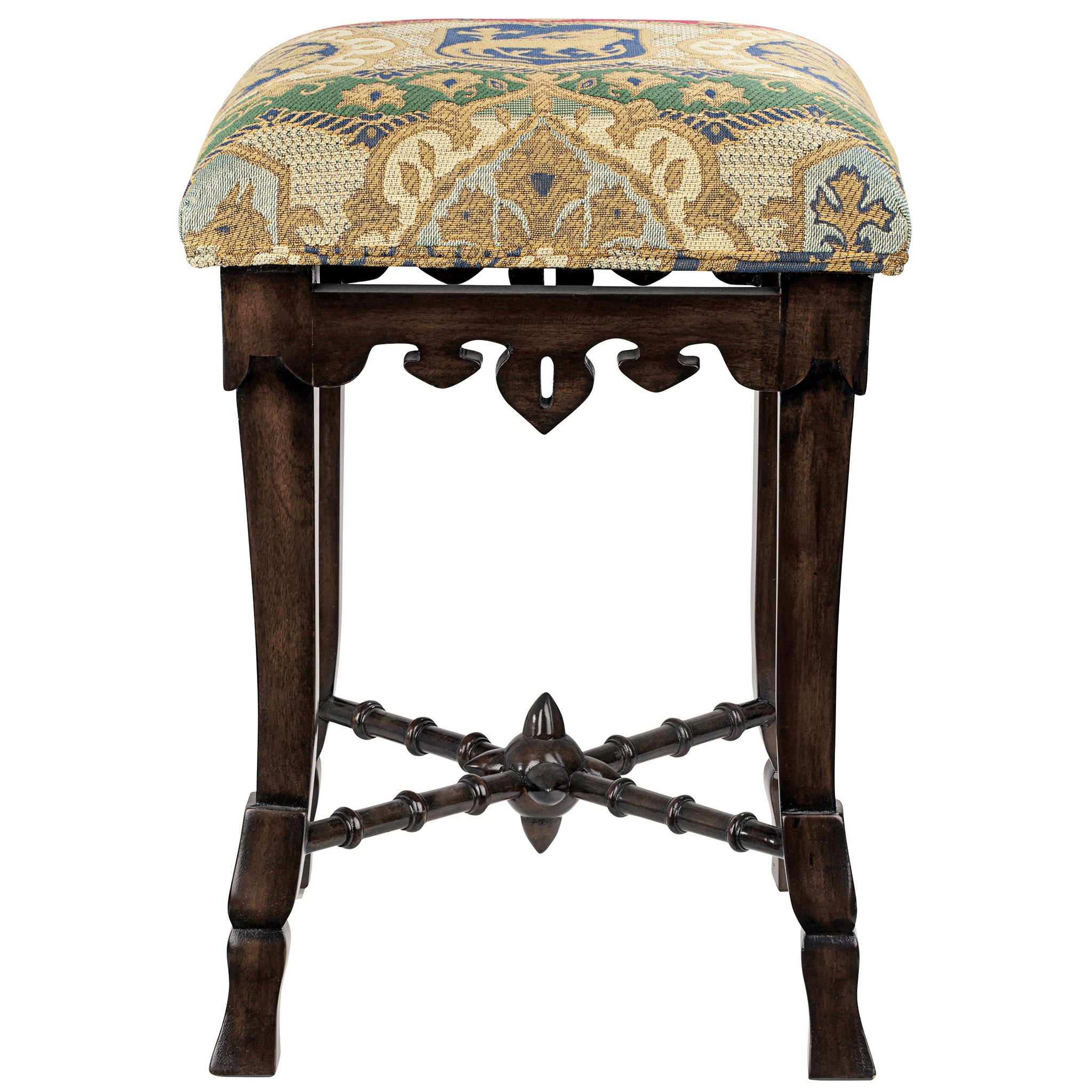 Toscano - The Medieval Mace Stool in Fabric/Mahogany