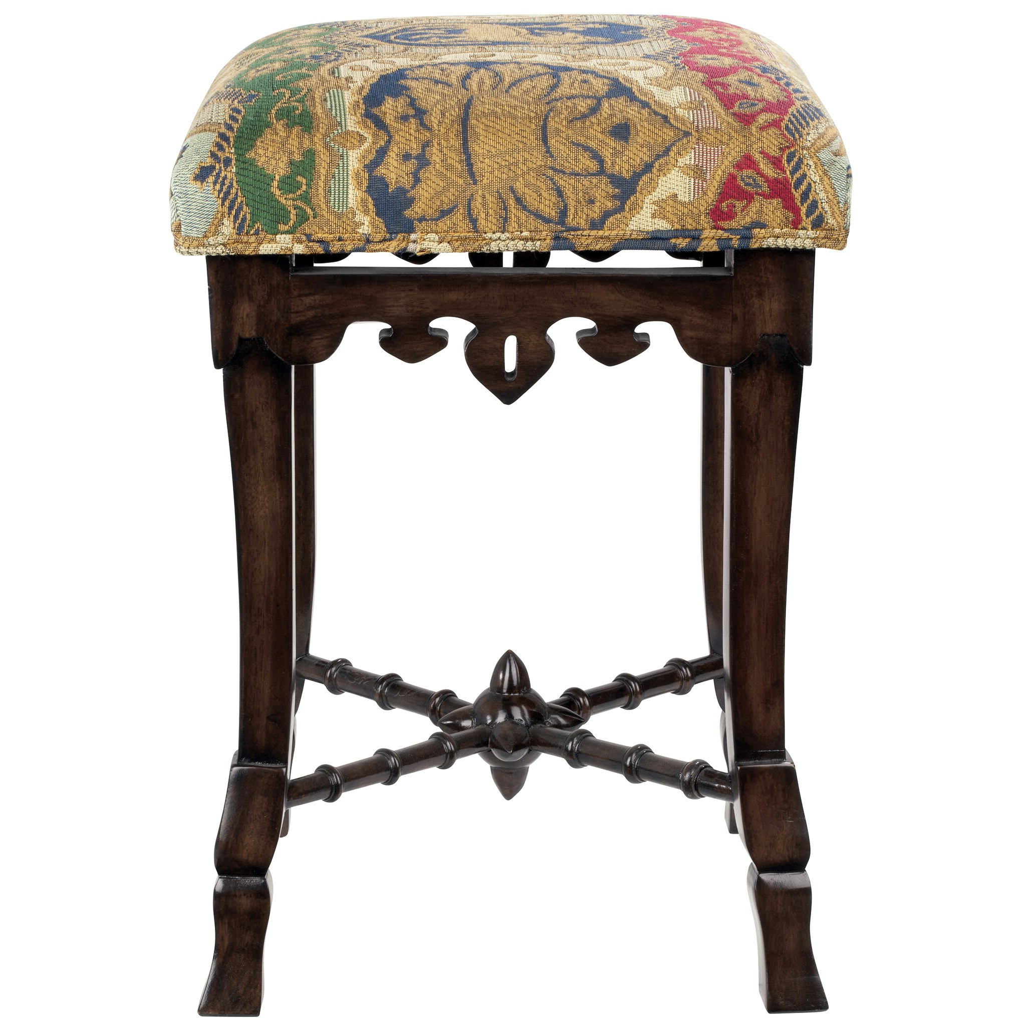 Toscano - The Medieval Mace Stool in Fabric/Mahogany