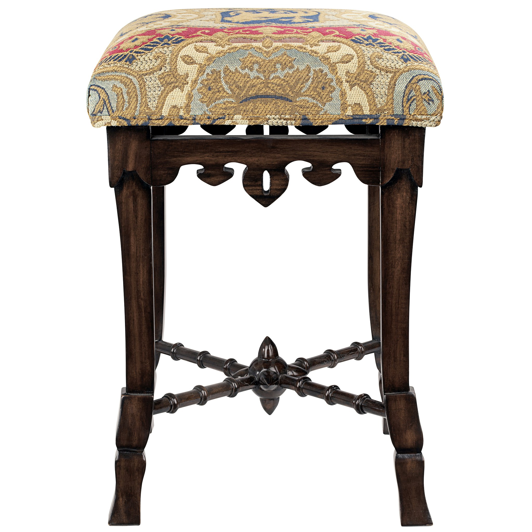 Toscano - The Medieval Mace Stool in Fabric/Mahogany