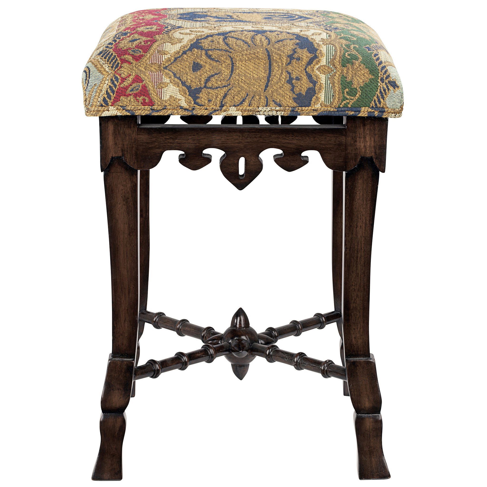 Toscano - The Medieval Mace Stool in Fabric/Mahogany