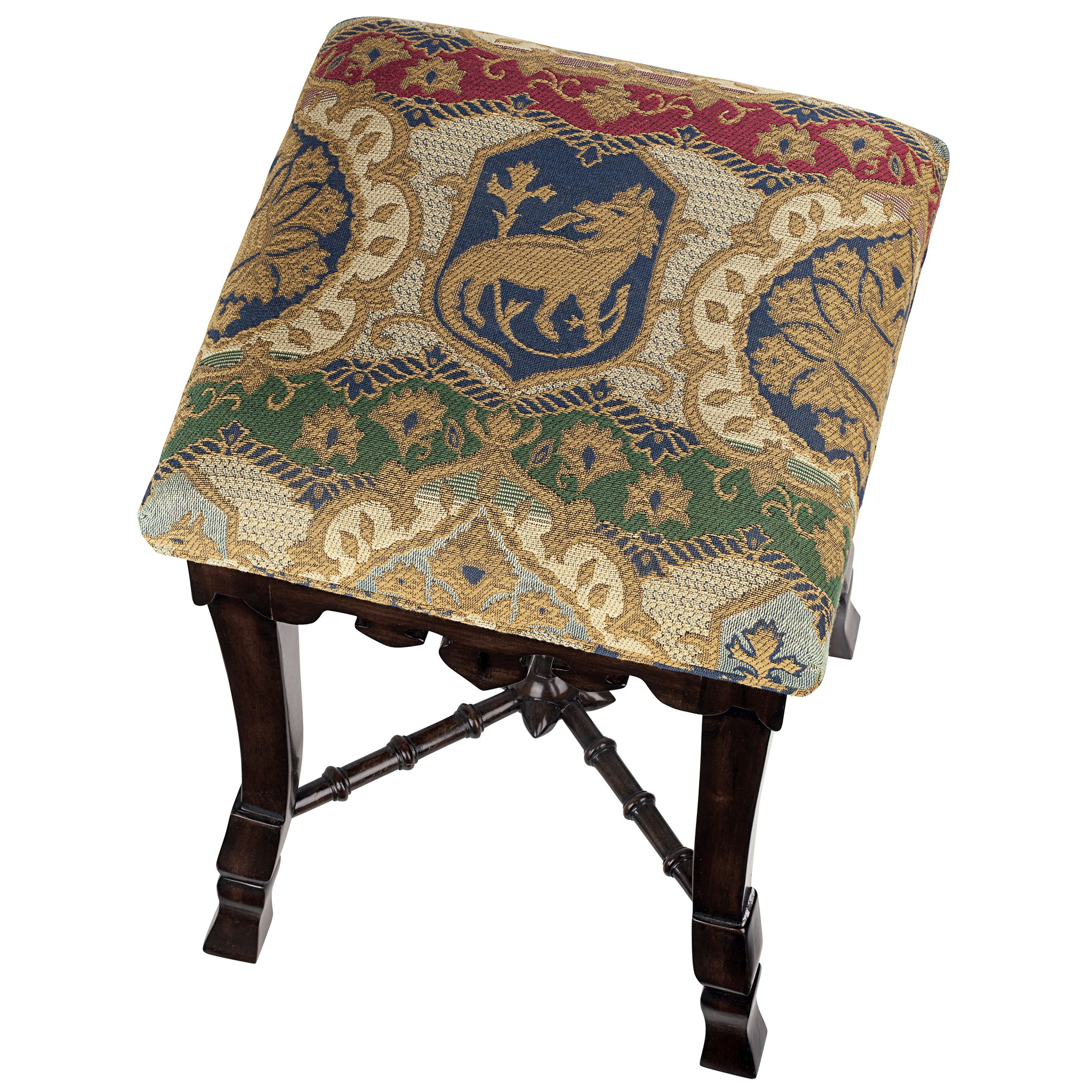 Toscano - The Medieval Mace Stool in Fabric/Mahogany