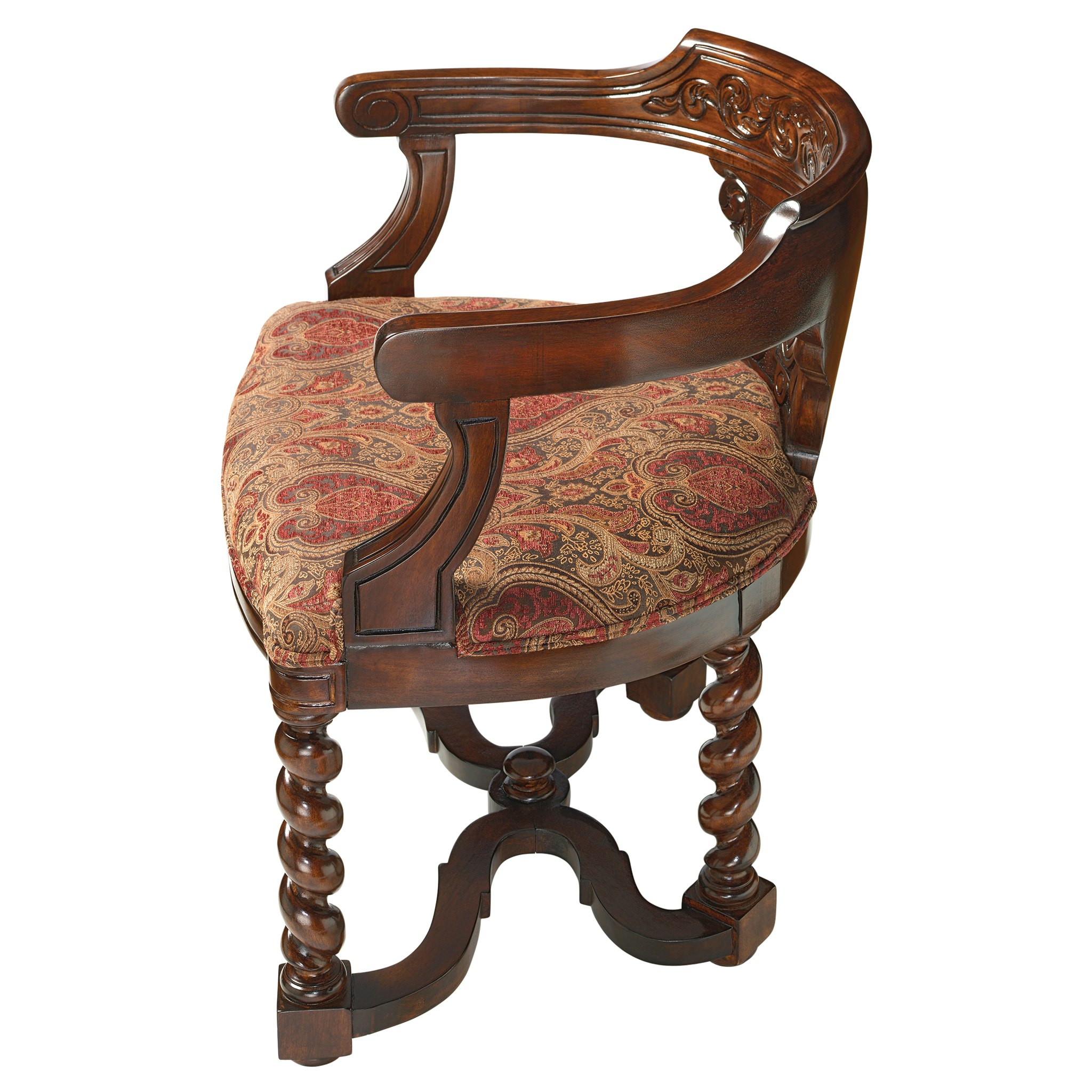 Toscano - Brussels Library Bergere Chair in Walnut, Fabric/Mahogany