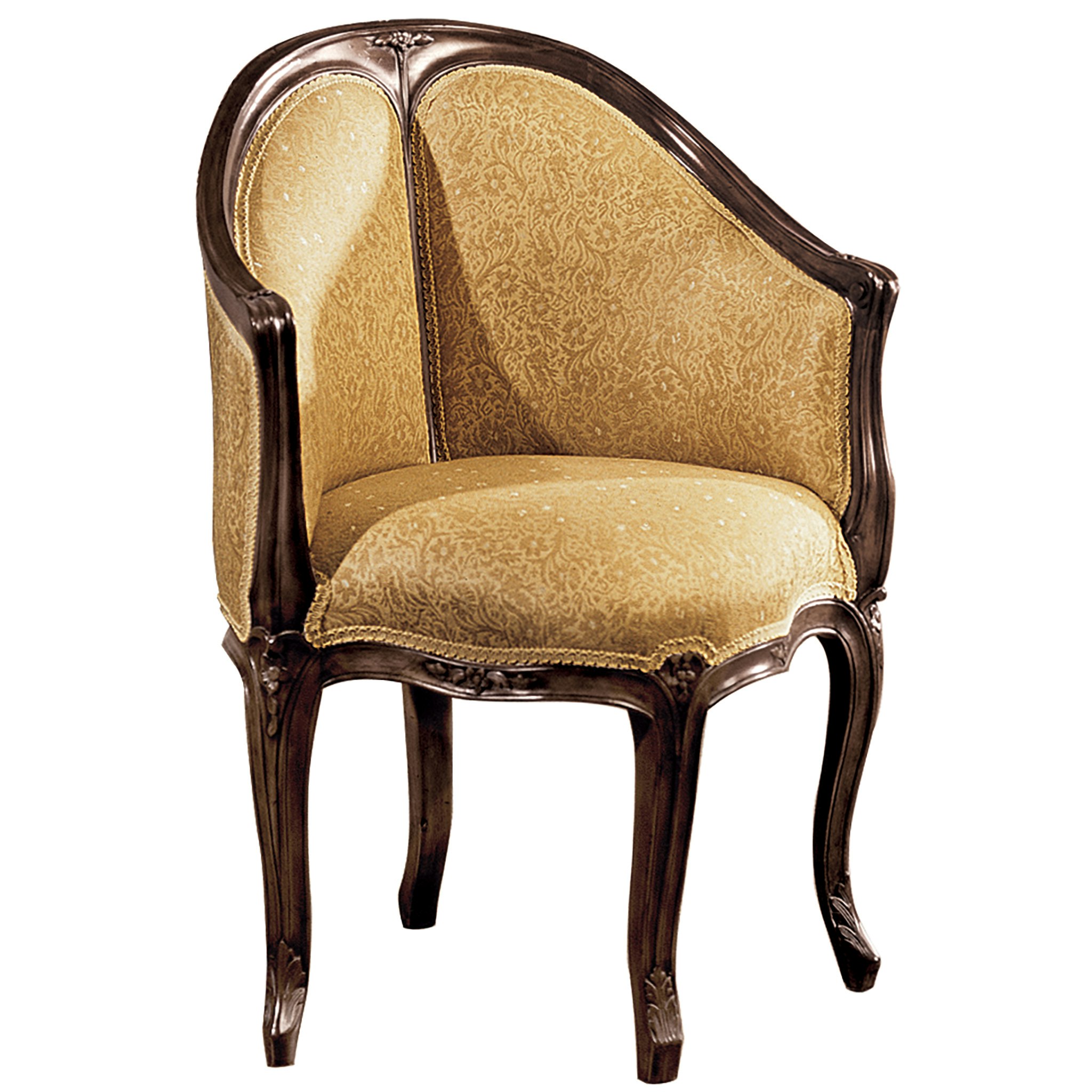 Toscano™ Louis XV Fauteuil de Bureau Chair - Beige, Fabric/Mahogany