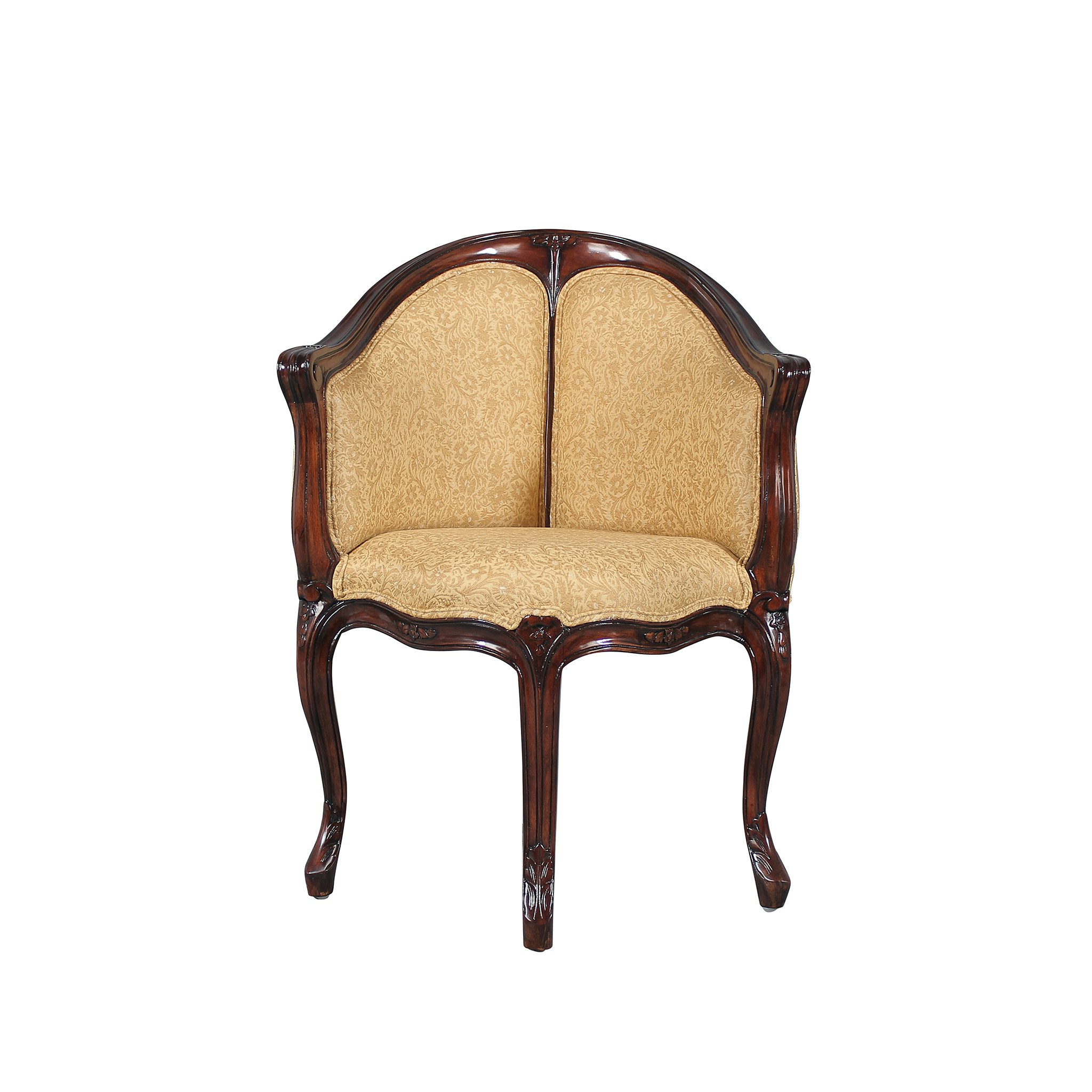 Toscano™ Louis XV Fauteuil de Bureau Chair - Beige, Fabric/Mahogany