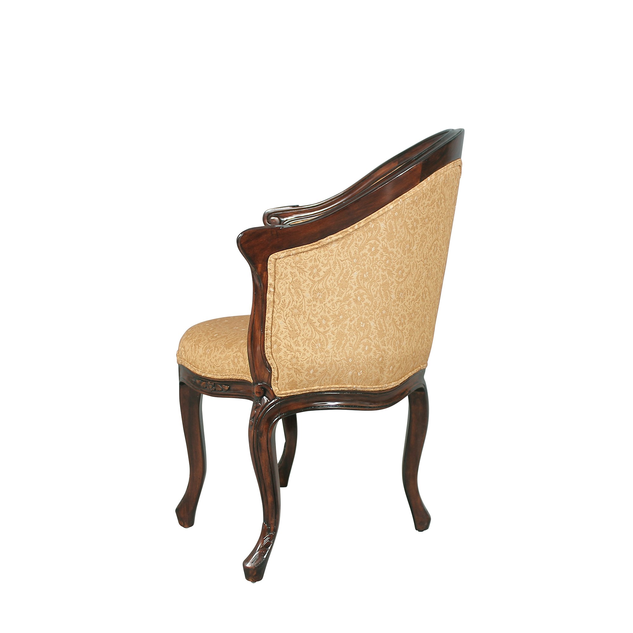 Toscano™ Louis XV Fauteuil de Bureau Chair - Beige, Fabric/Mahogany