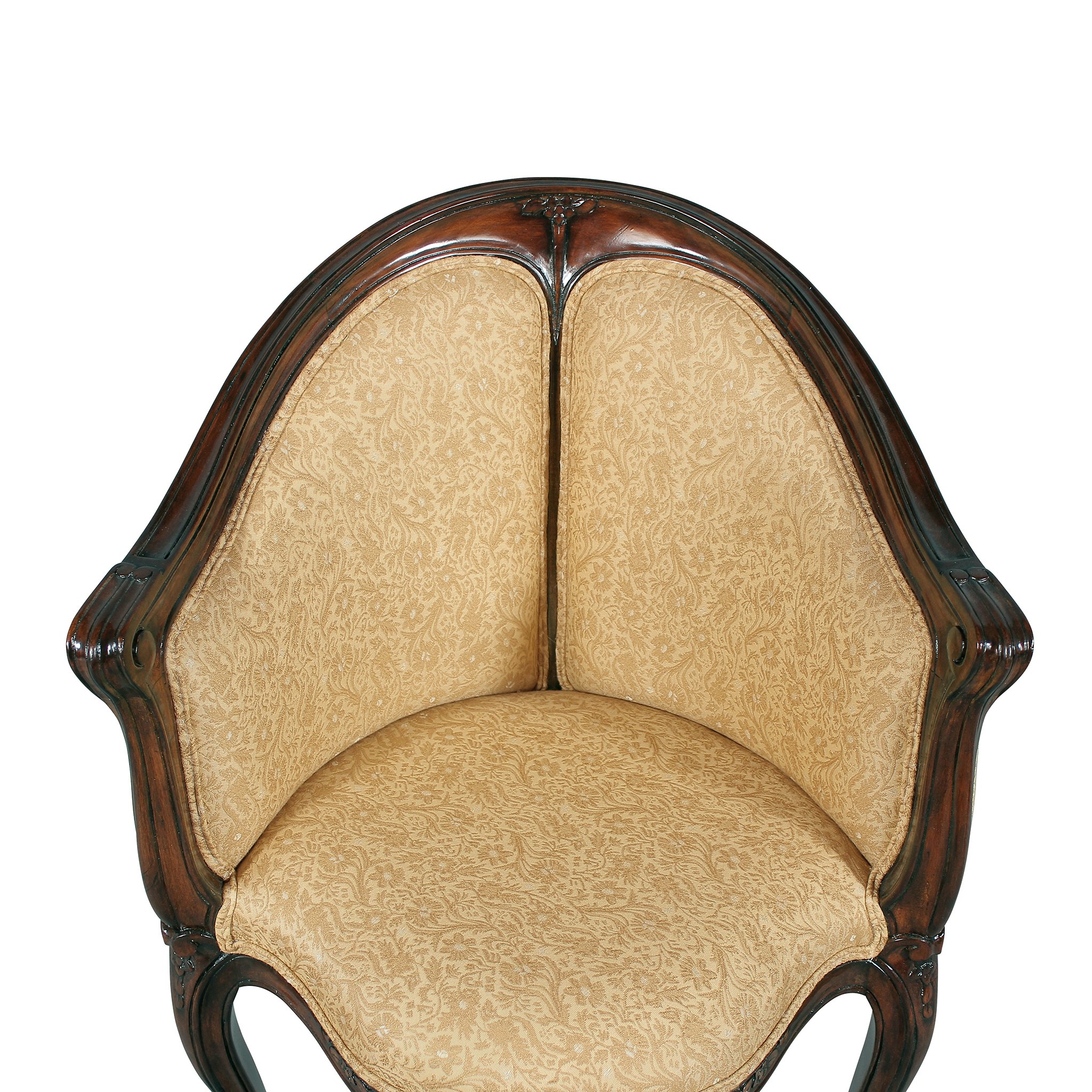 Toscano™ Louis XV Fauteuil de Bureau Chair - Beige, Fabric/Mahogany