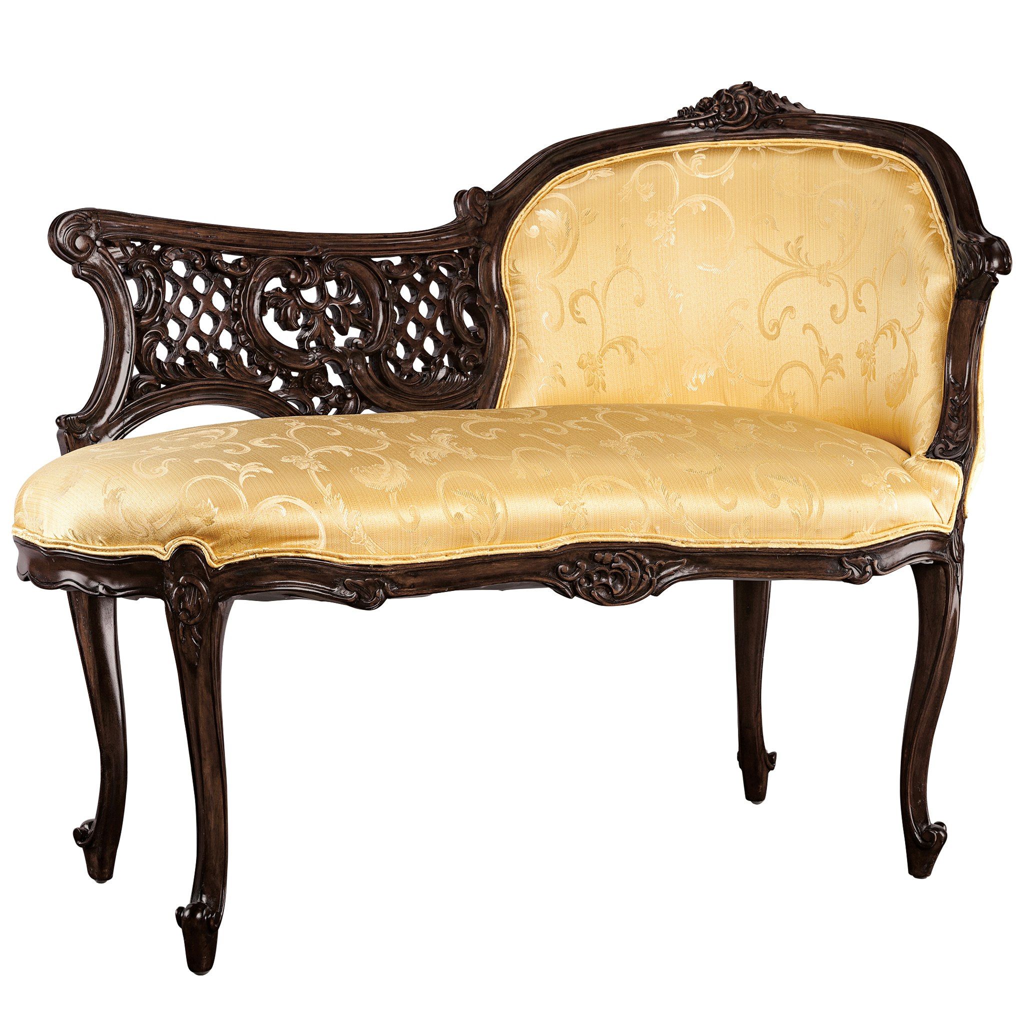 Toscano - Madame Claudine Chaise Lounge in Beige, Fabric/Mahogany