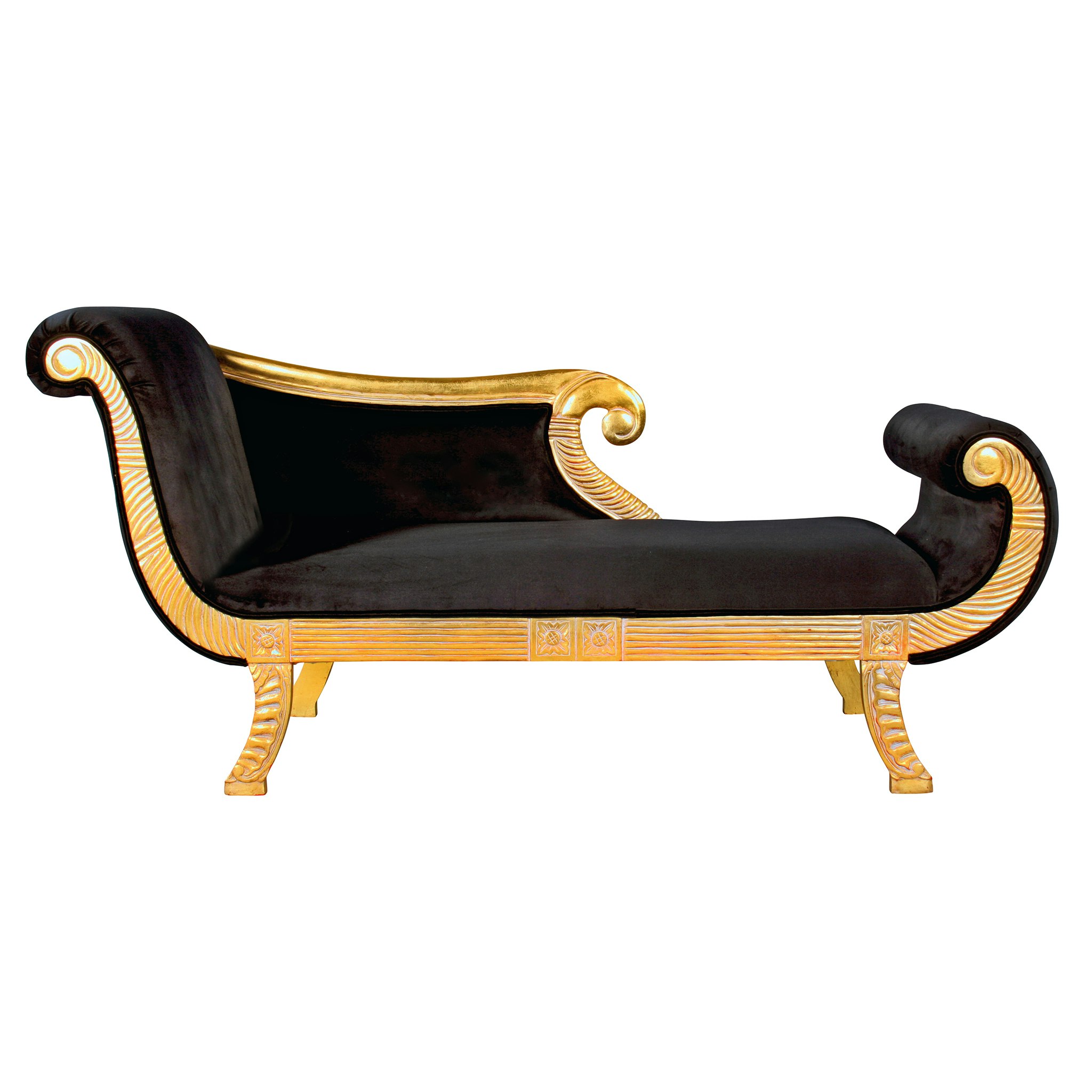 Toscano - Cleopatra Neoclassical Chaise Sofa in Black, Velvet