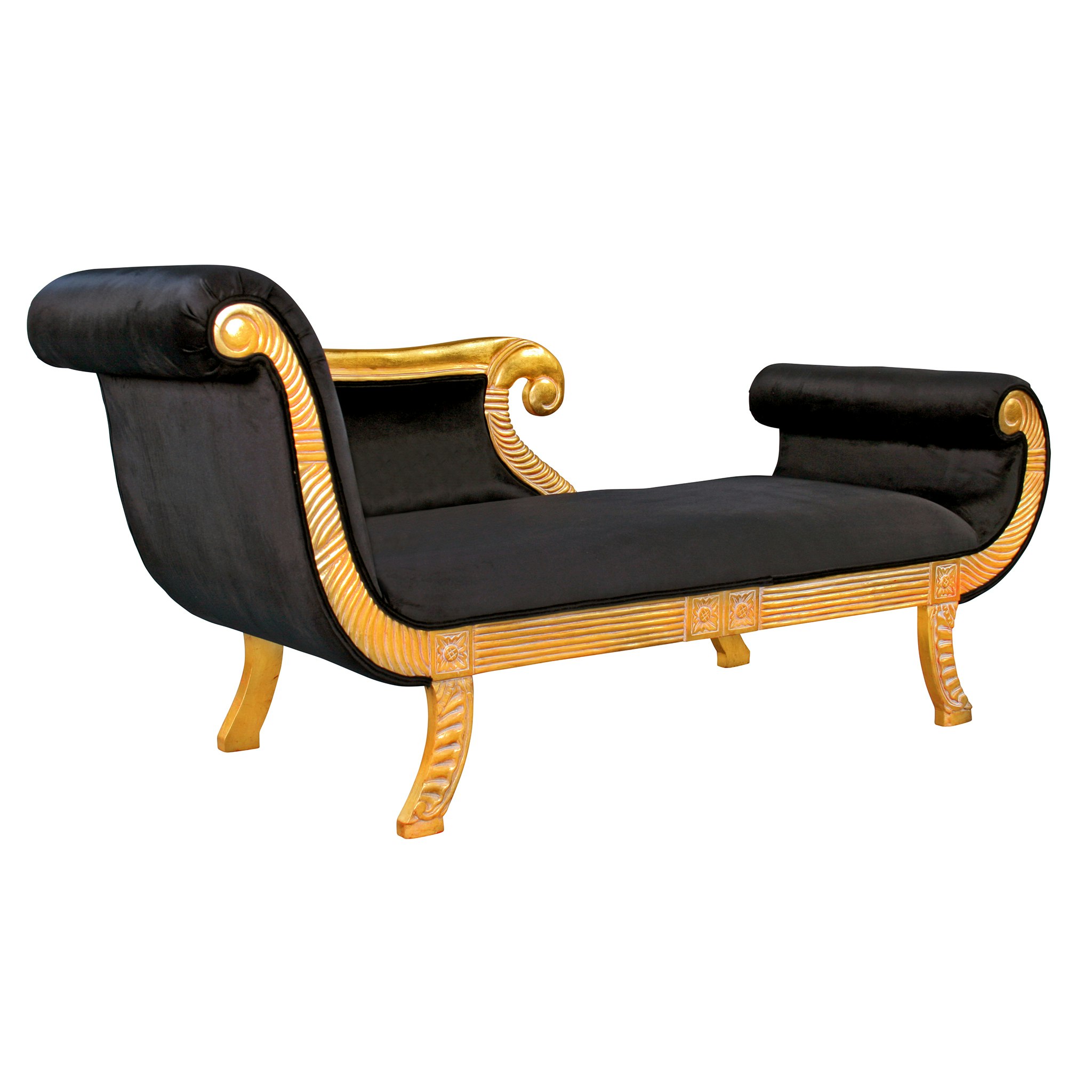 Toscano - Cleopatra Neoclassical Chaise Sofa in Black, Velvet