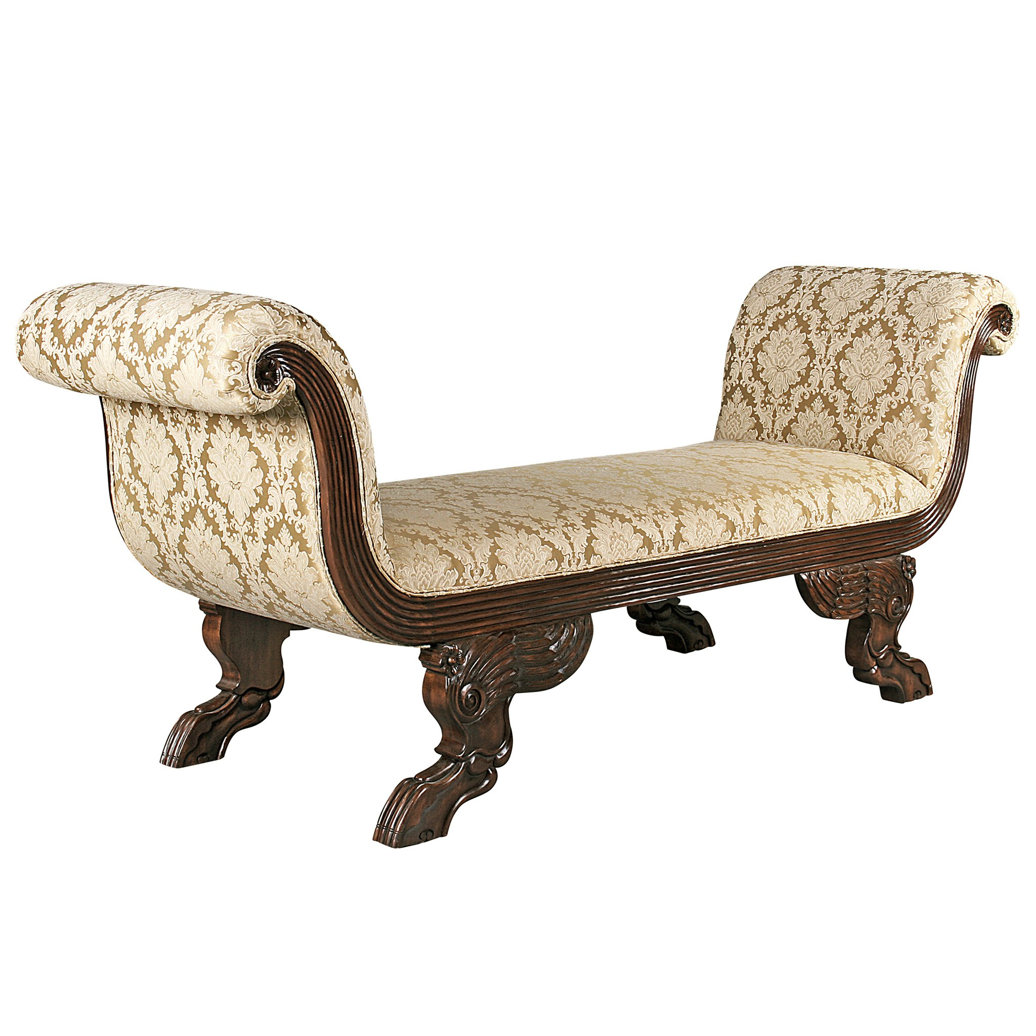 Toscano - The Veronique Bench in Beige, Fabric/Mahogany