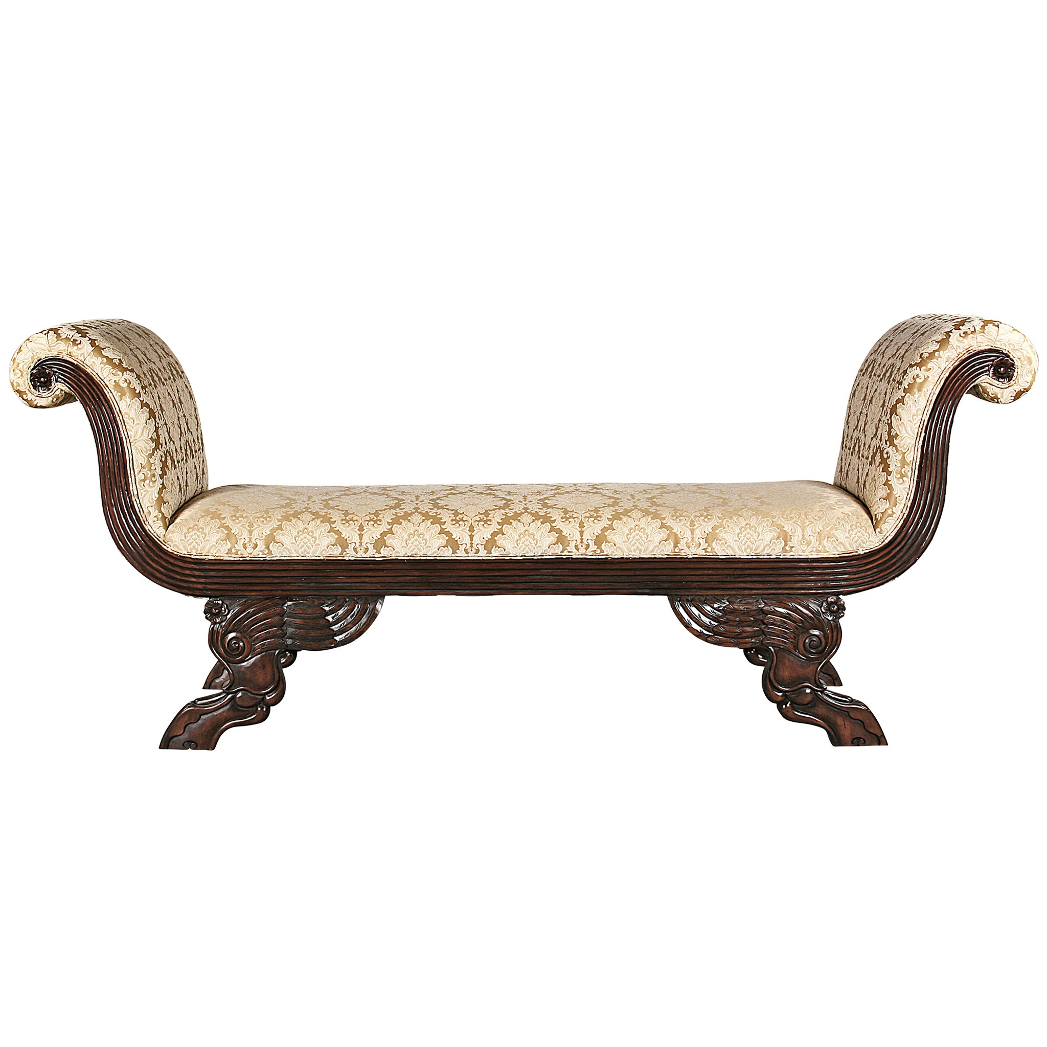 Toscano - The Veronique Bench in Beige, Fabric/Mahogany