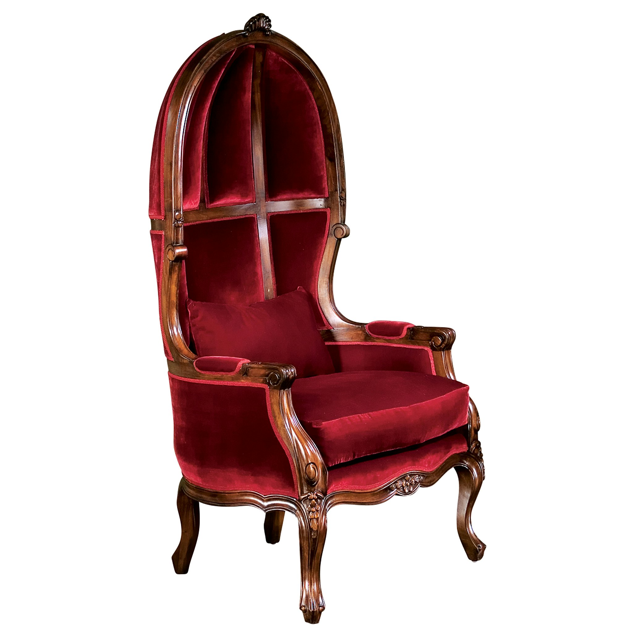 Toscano - Victorian-Style Balloon Chair in Burgundy, Mahogany/Velvet