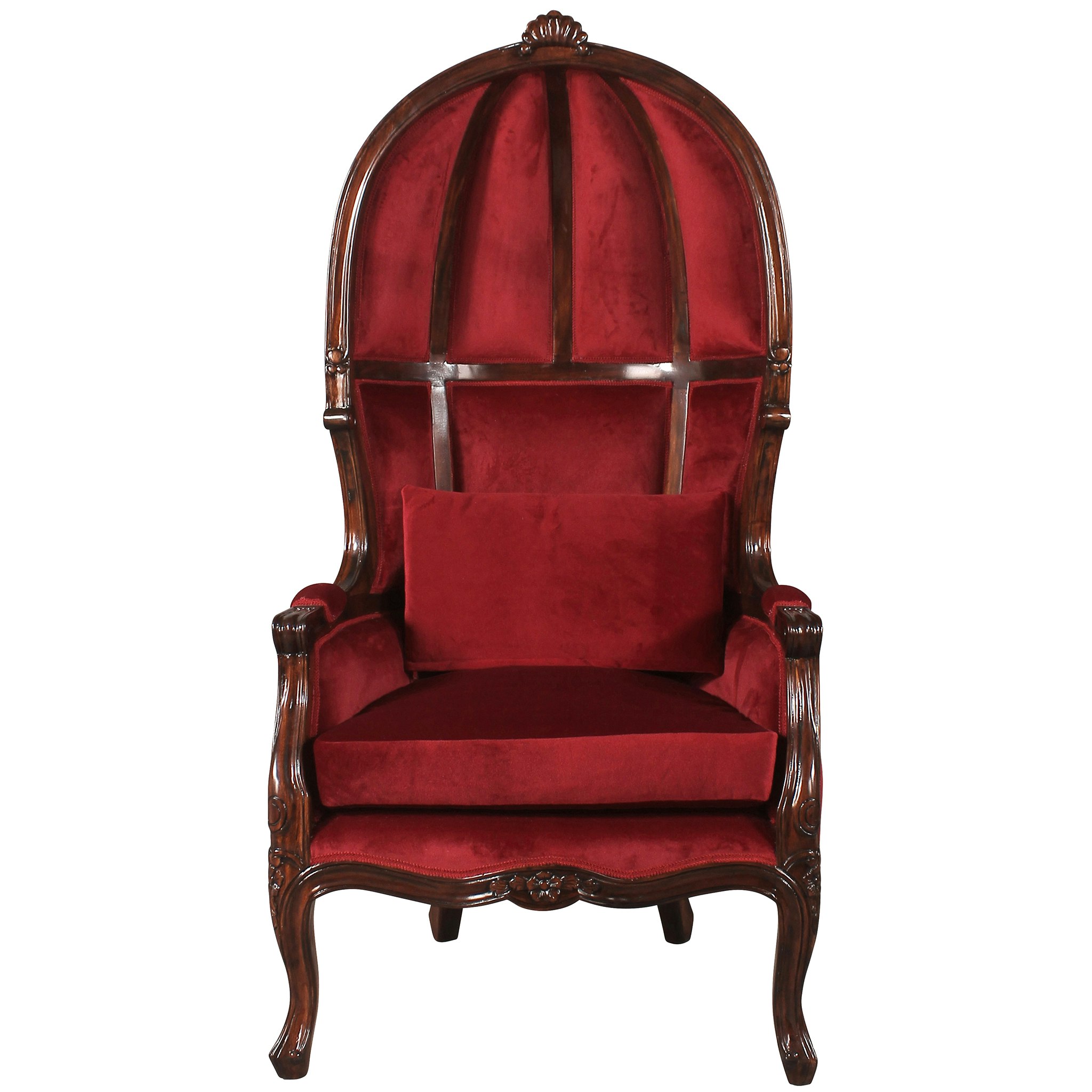 Toscano - Victorian-Style Balloon Chair in Burgundy, Mahogany/Velvet