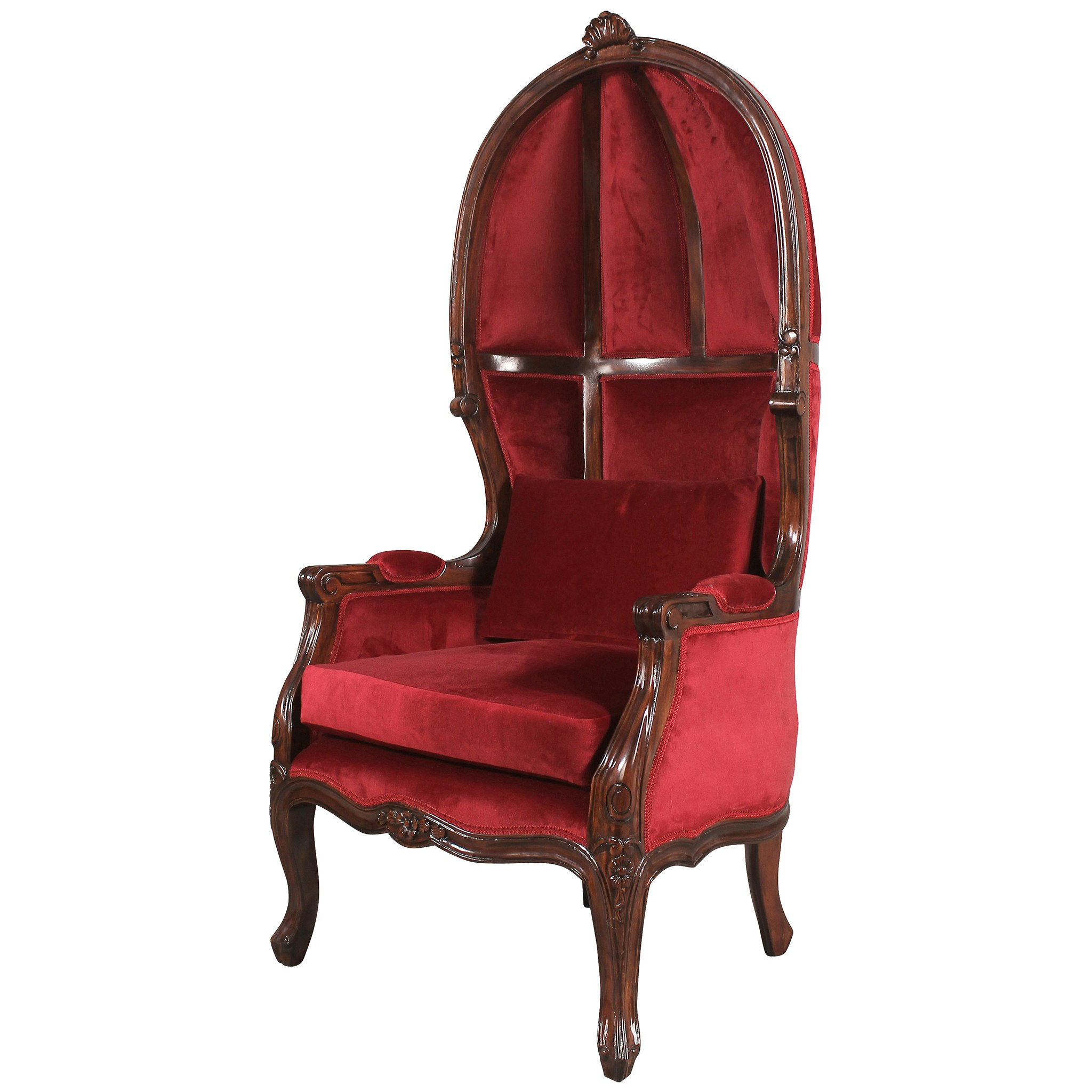 Toscano - Victorian-Style Balloon Chair in Burgundy, Mahogany/Velvet