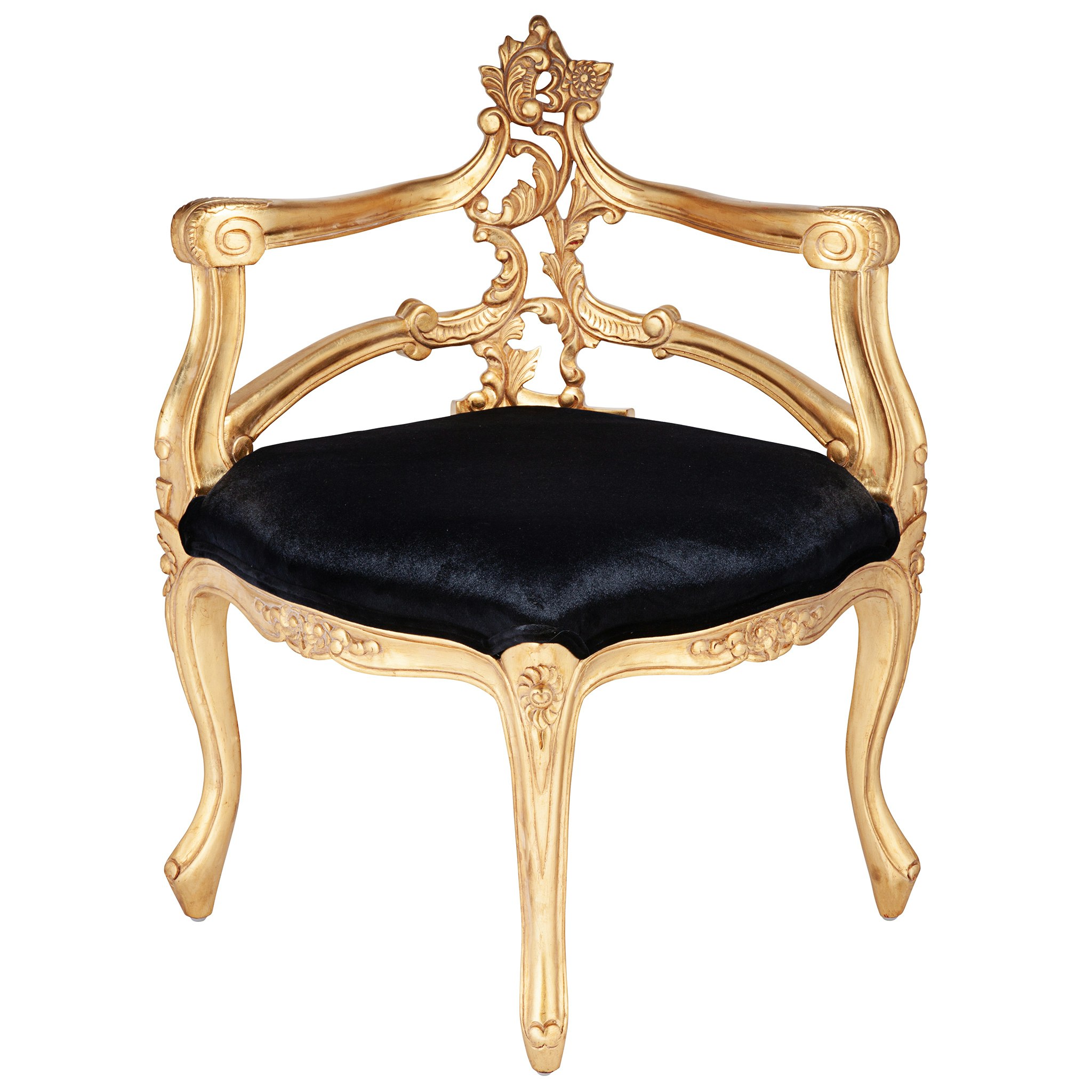 Toscano™ French Salon Slipper Chair - Ebony/Gold, Velvet/Mahogany