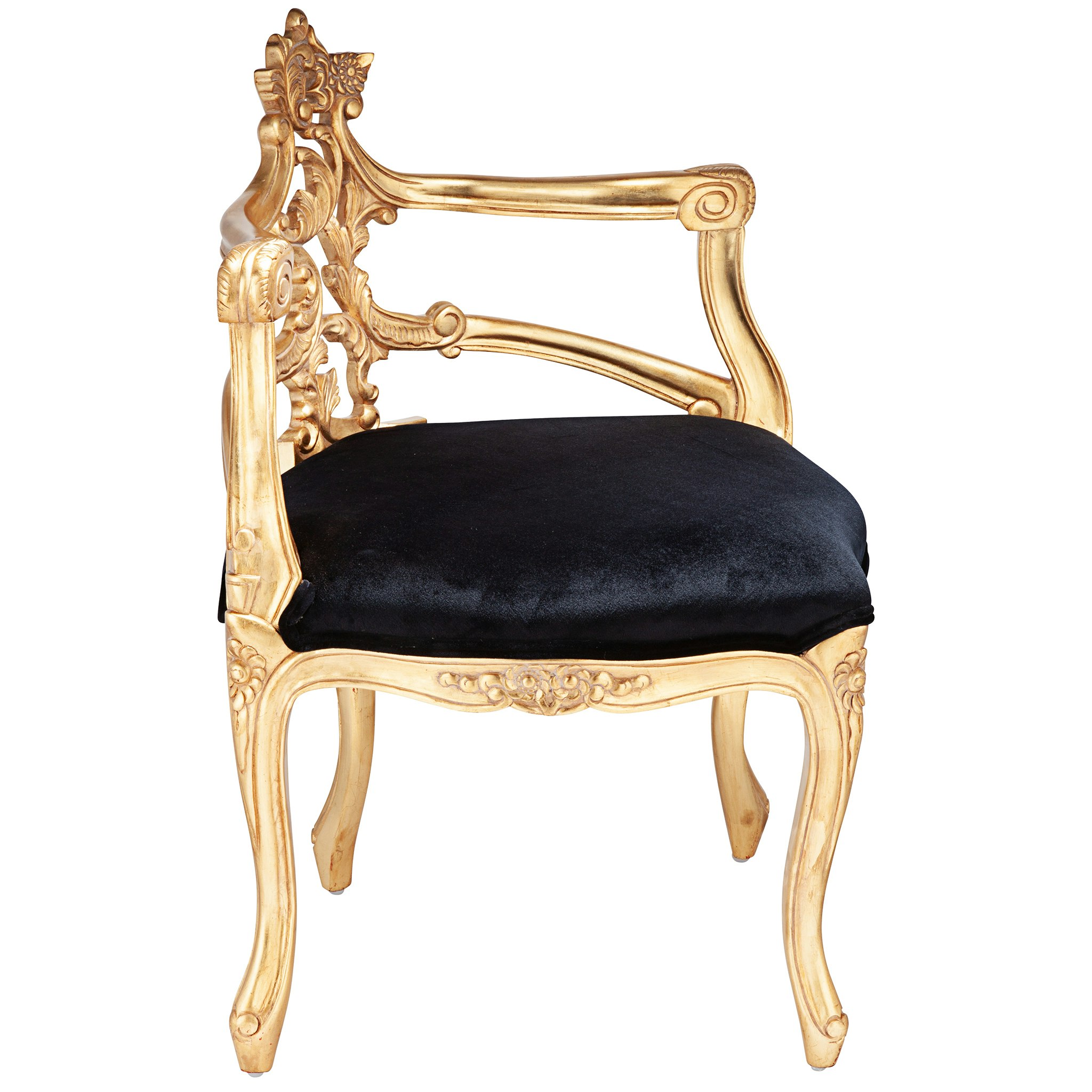 Toscano™ French Salon Slipper Chair - Ebony/Gold, Velvet/Mahogany