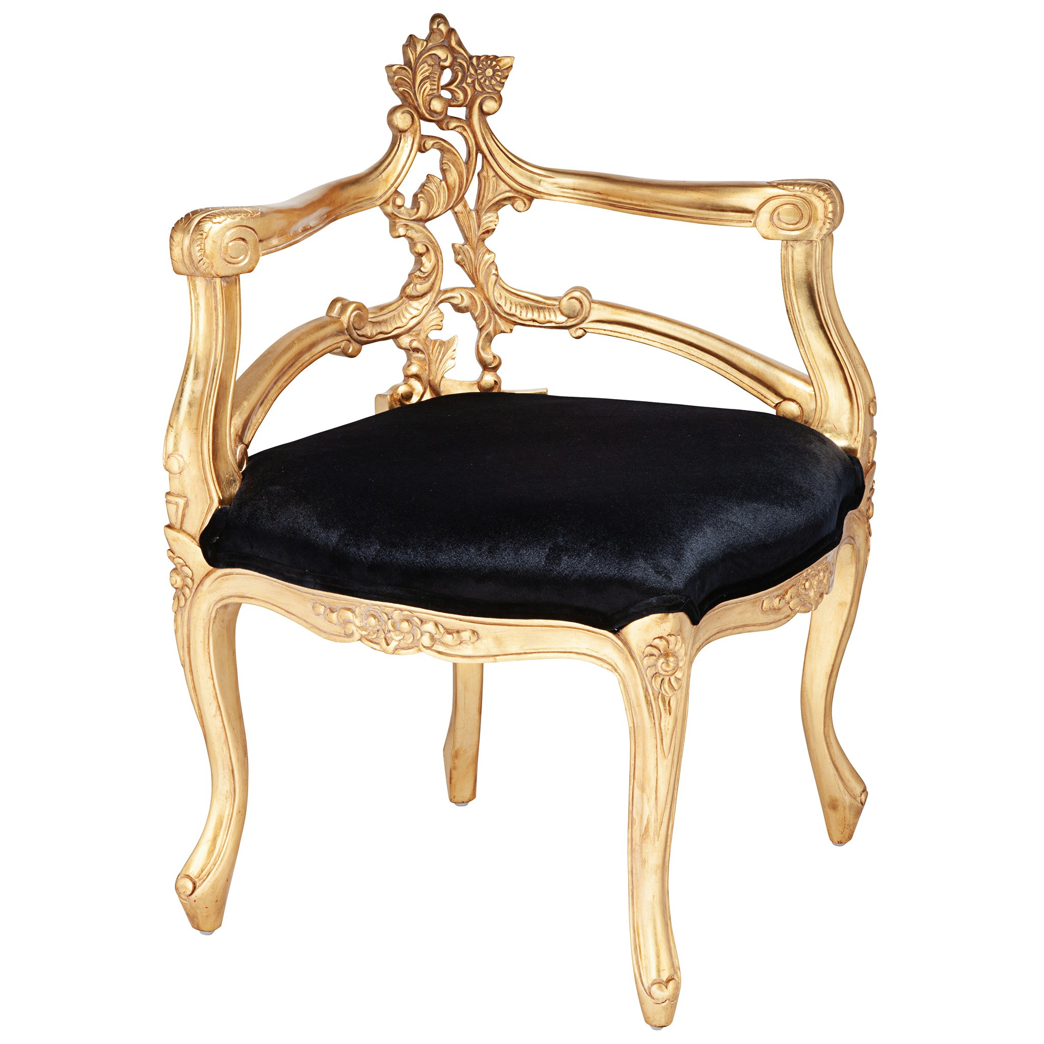 Toscano™ French Salon Slipper Chair - Ebony/Gold, Velvet/Mahogany