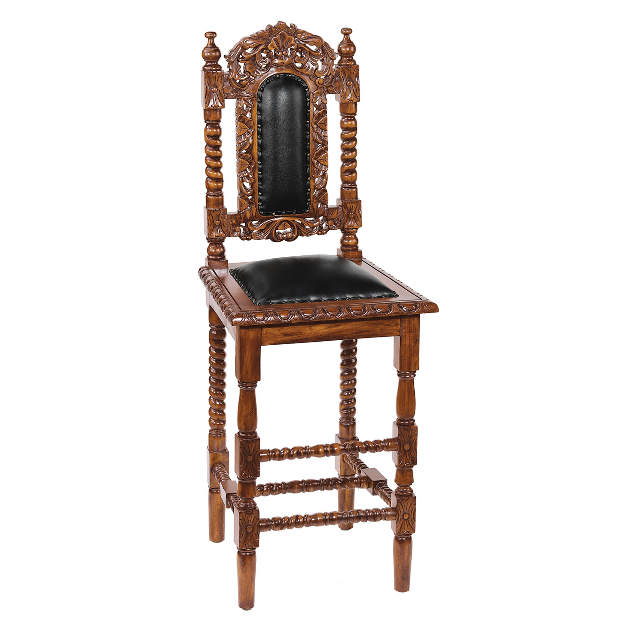 Toscano - Charles II Gothic Bar Stool in Walnut, Mahogany