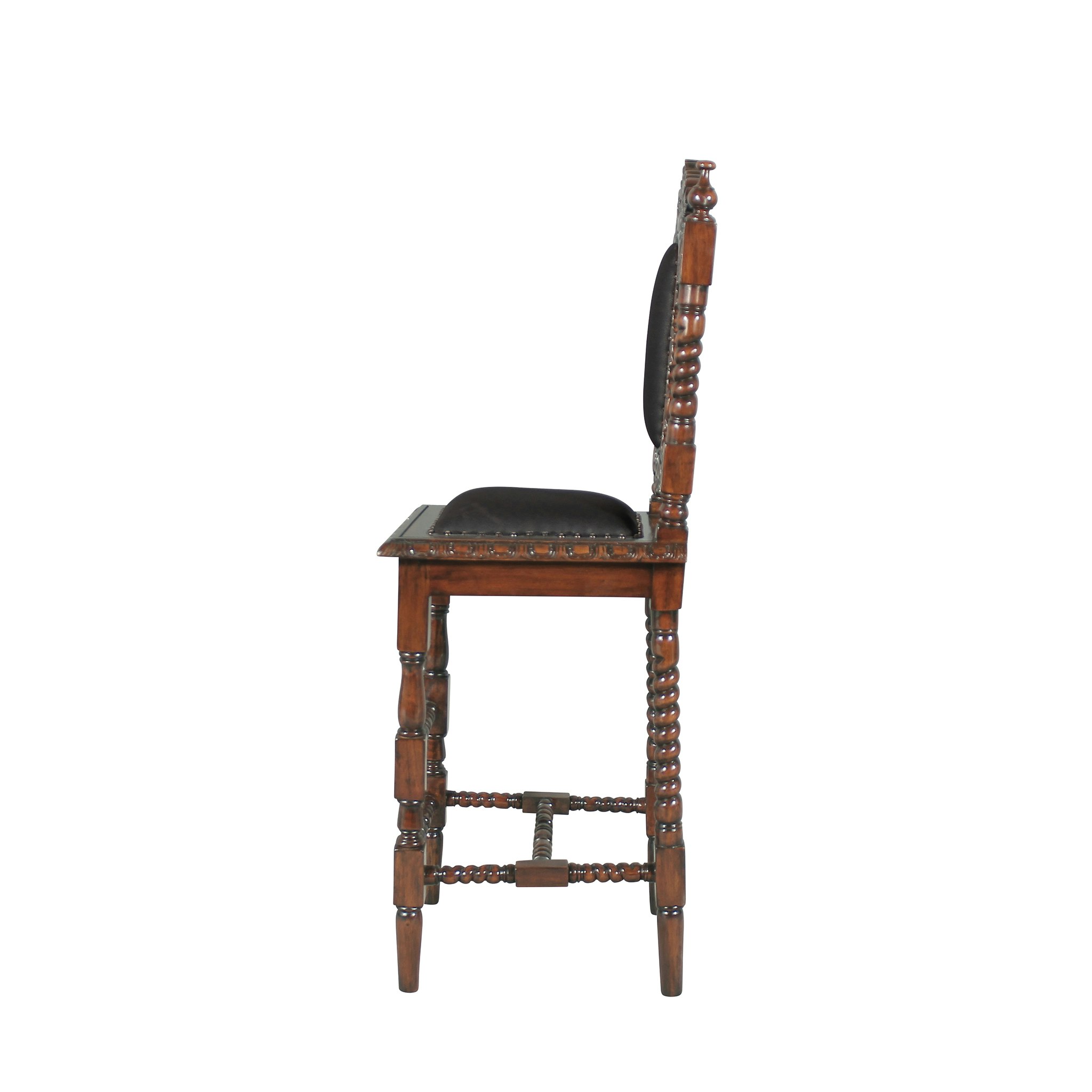 Toscano - Charles II Gothic Bar Stool in Walnut, Mahogany