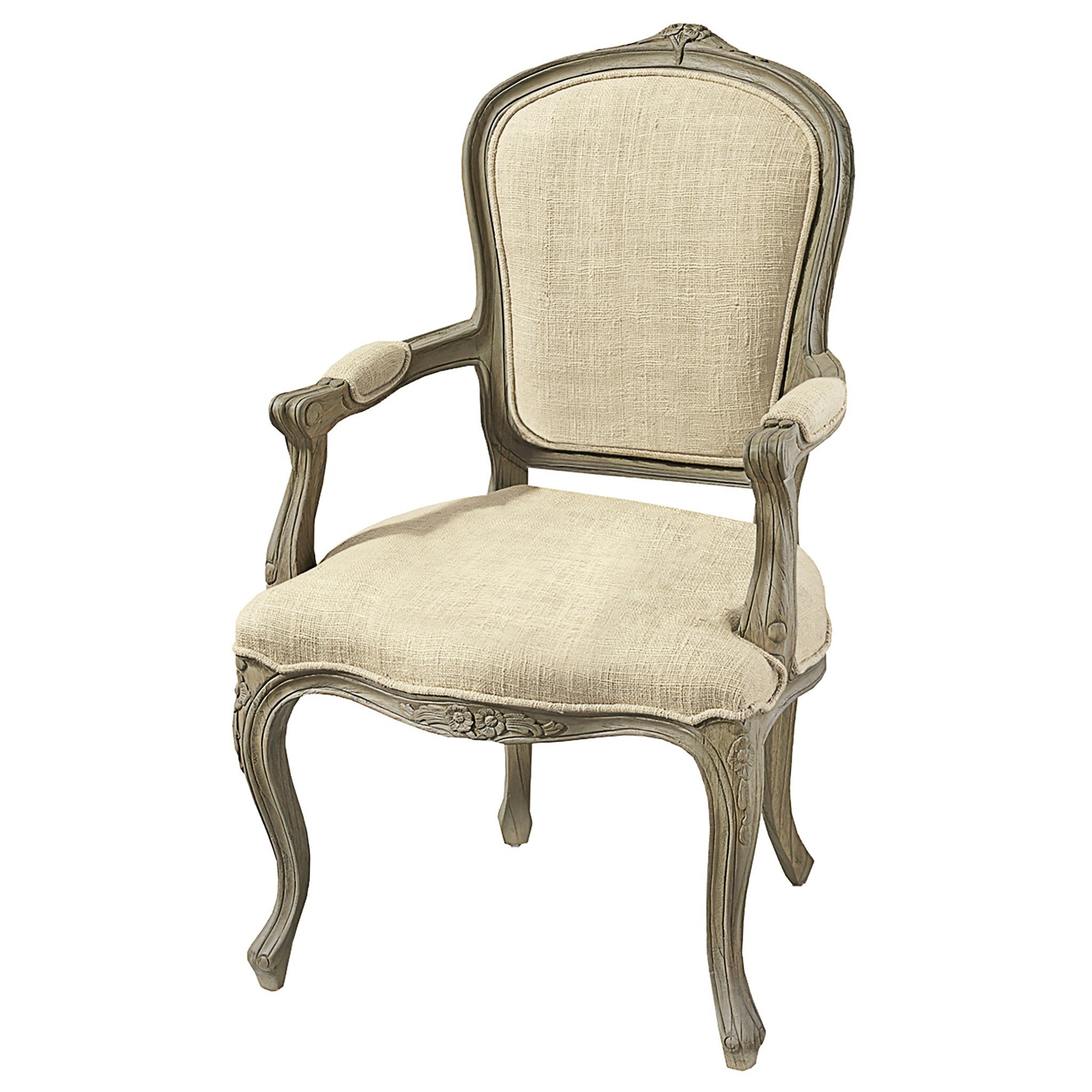 Toscano™ The Carlisle Louis XV Armchair - Cream, Fabric/Mahogany