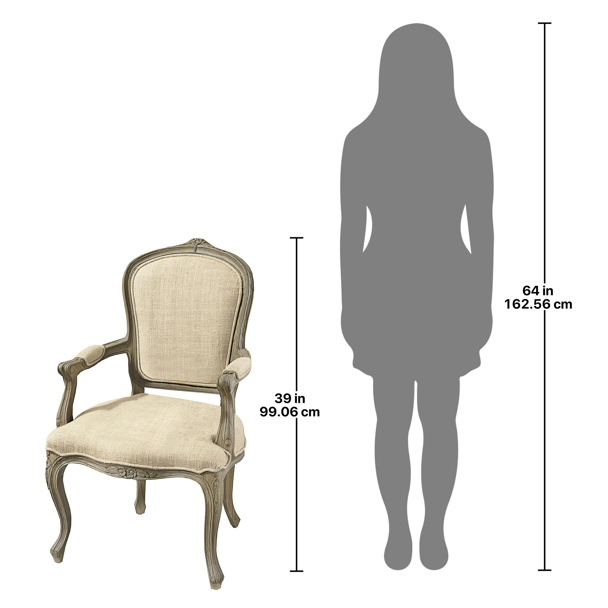 Toscano™ The Carlisle Louis XV Armchair - Cream, Fabric/Mahogany