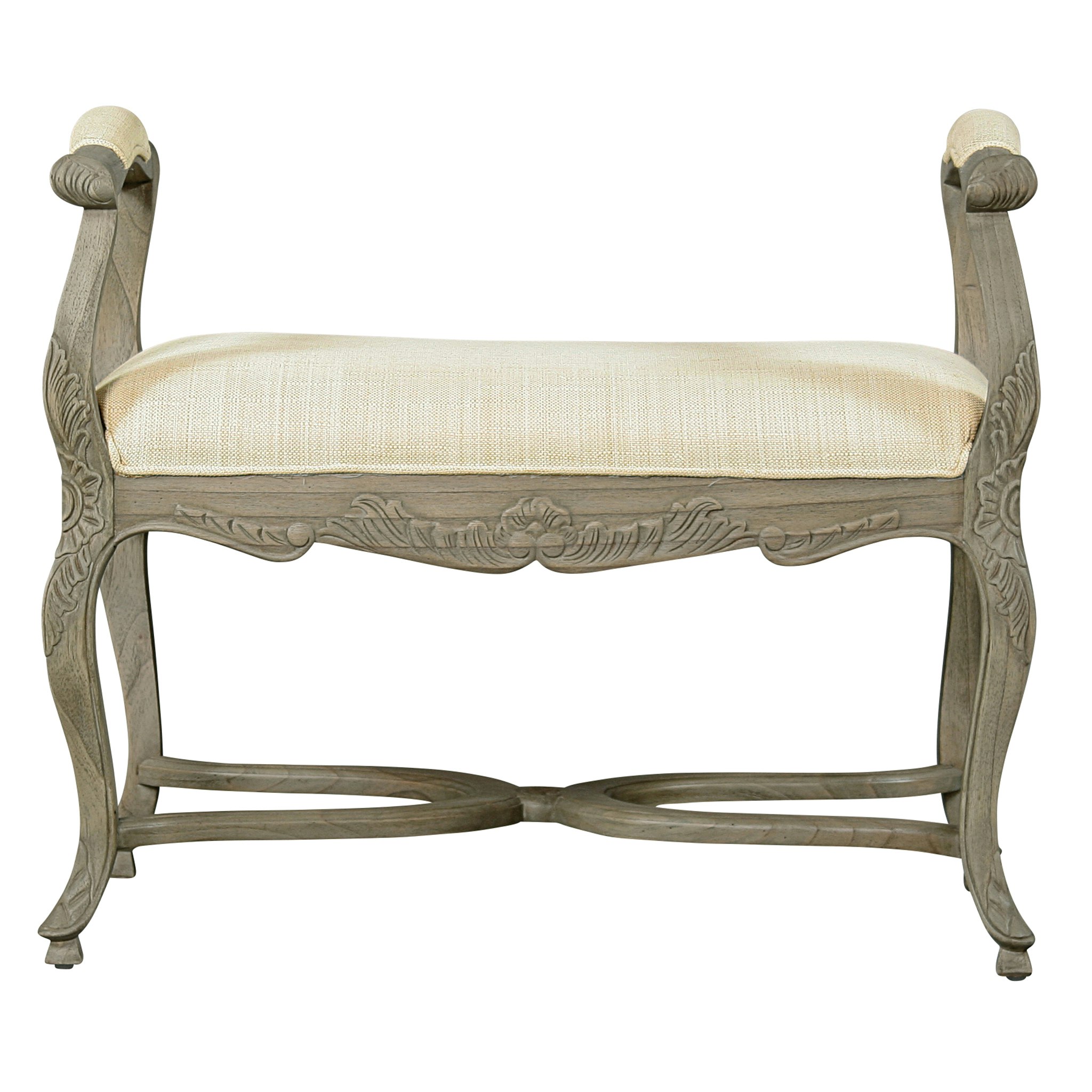 Toscano - The Carlisle Window Bench in Cream, Fabric/Mahogany