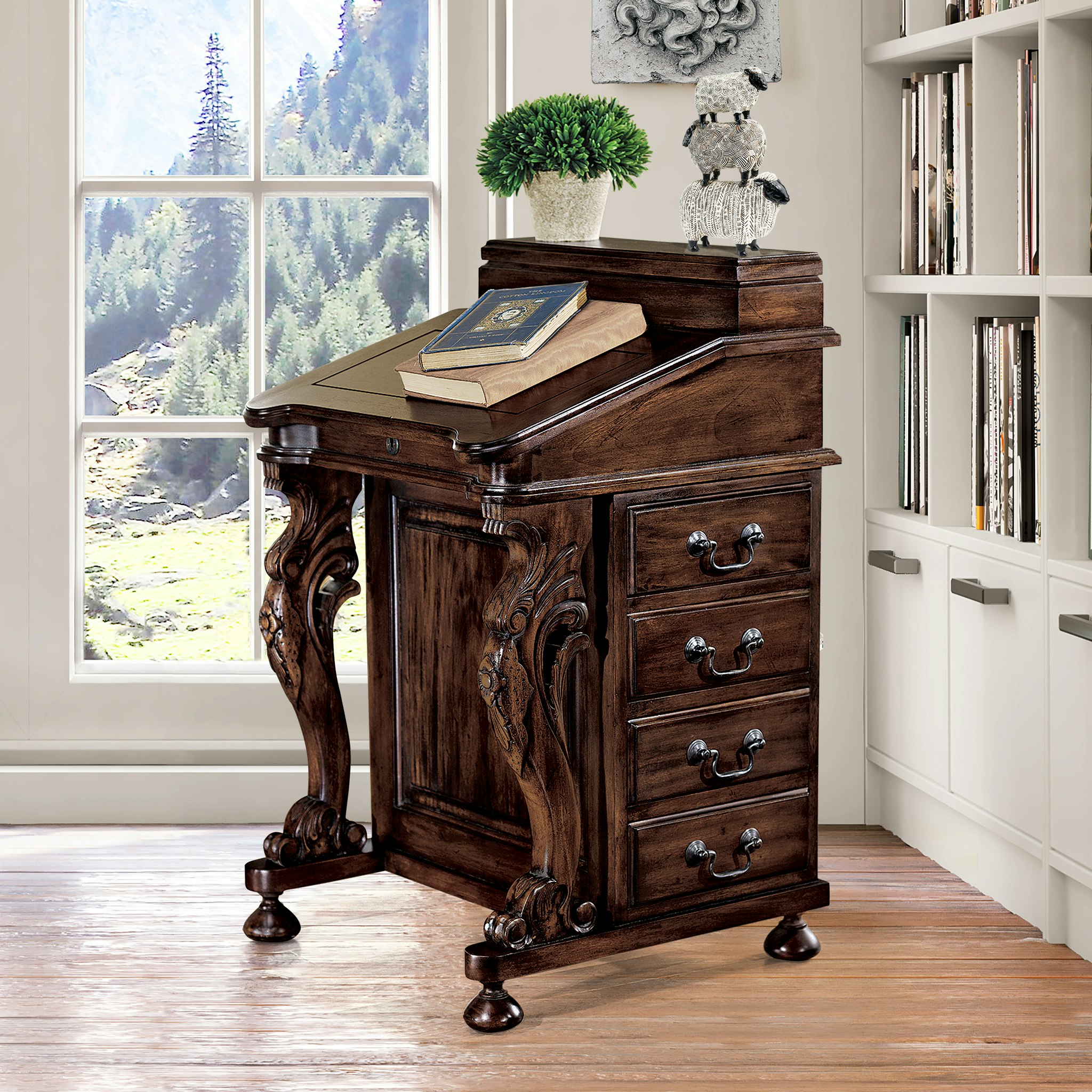 Toscano - The Captain Davenport Desk in Cherry, Mahogany