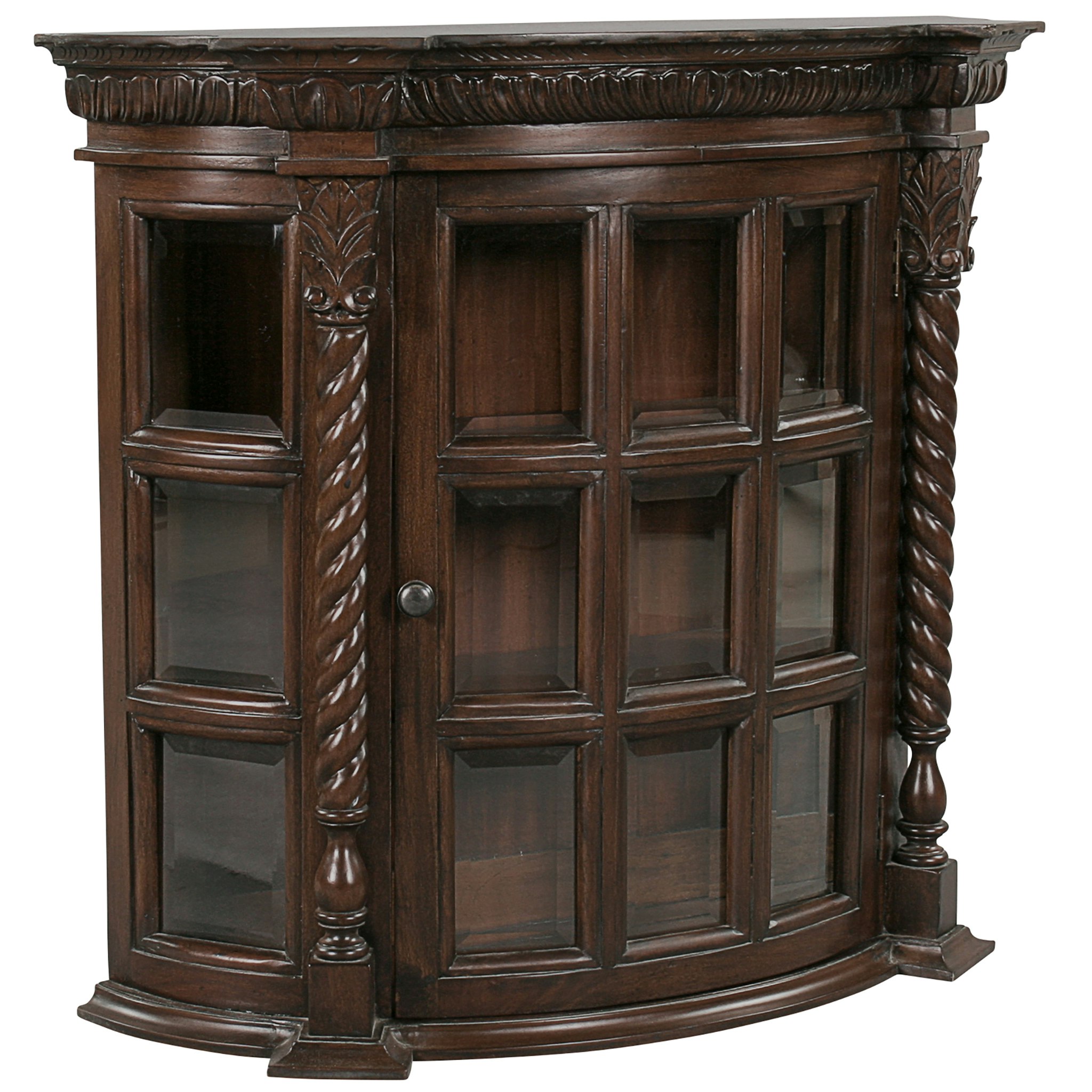 Toscano - Cardington Square Manor Wall Curio Cabinet in Cherry, Mahogany