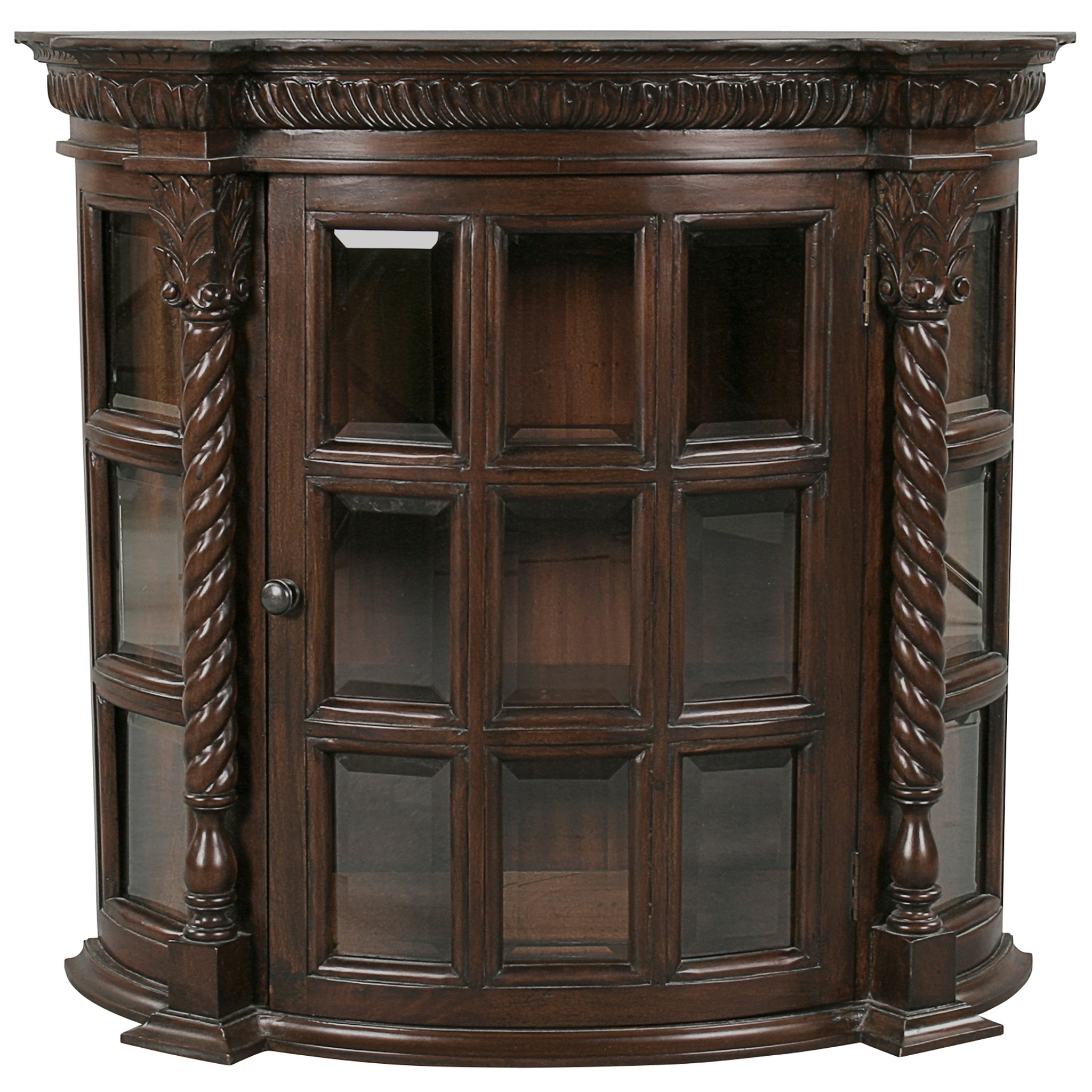 Toscano - Cardington Square Manor Wall Curio Cabinet in Cherry, Mahogany