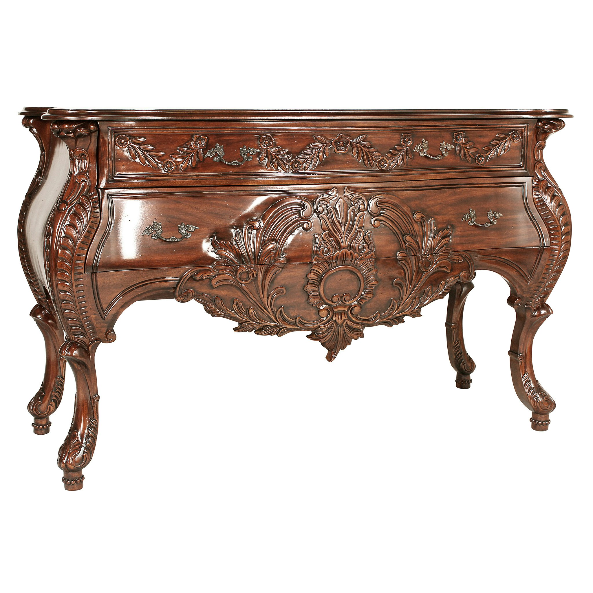 Toscano - Le Piccard Bombe Console Table in Cherry, Mahogany