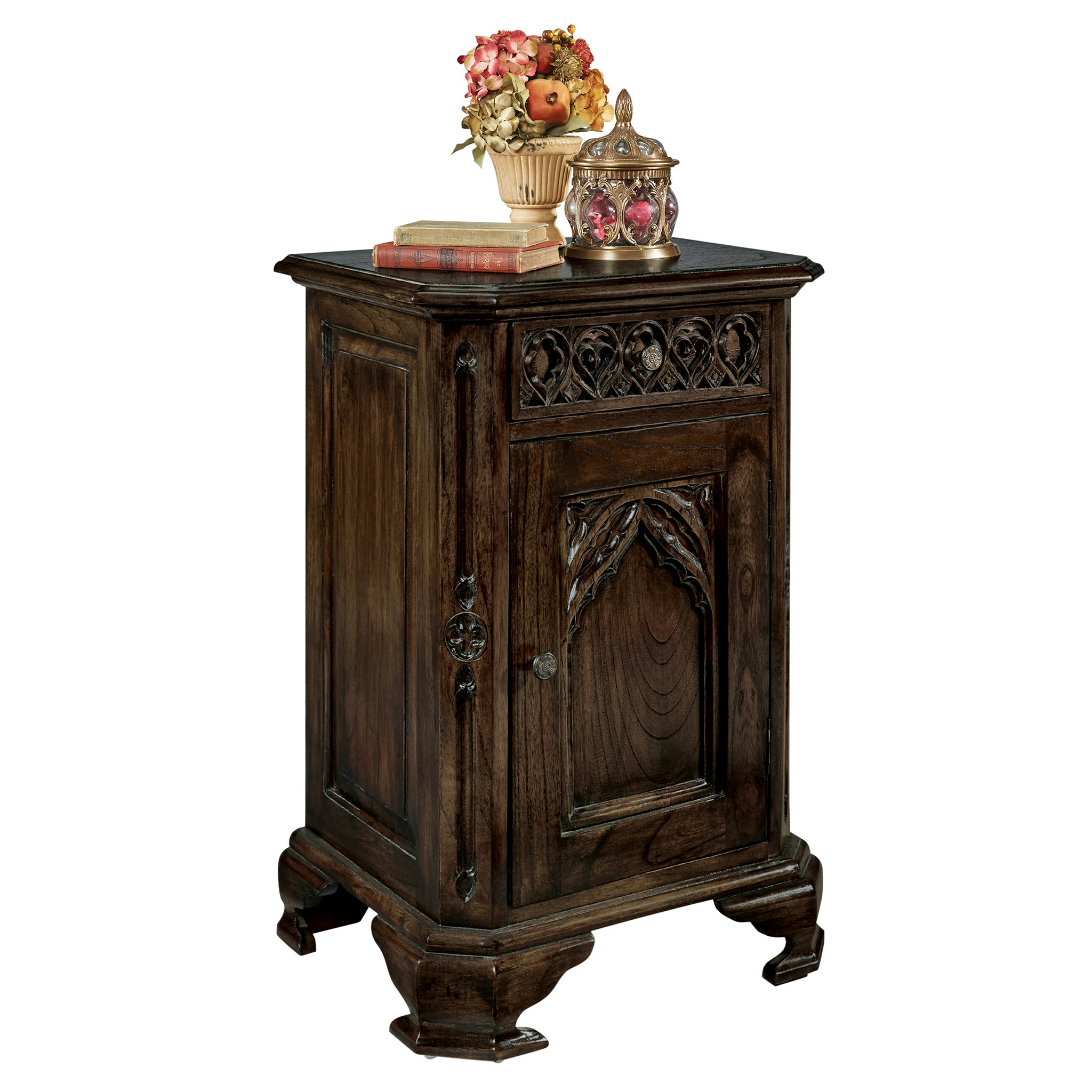 Toscano - Queensbury Inn Gothic Revival Bedside Table in Mahogany