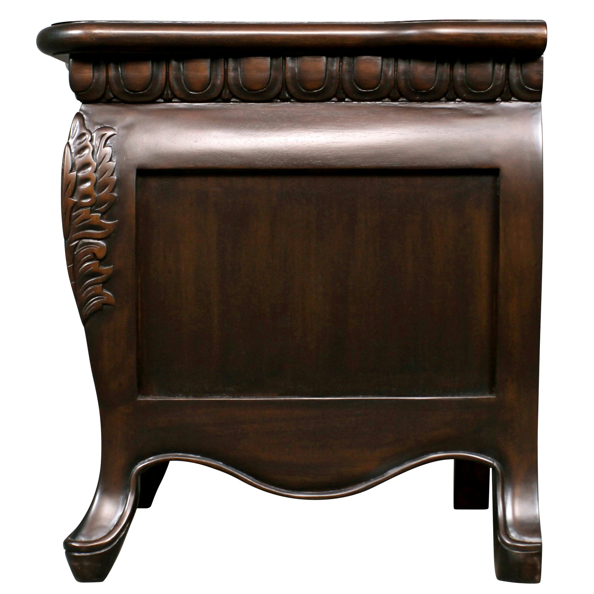 Toscano - Sorbonne French Nightstand Bombe Table in Walnut, Mahogany