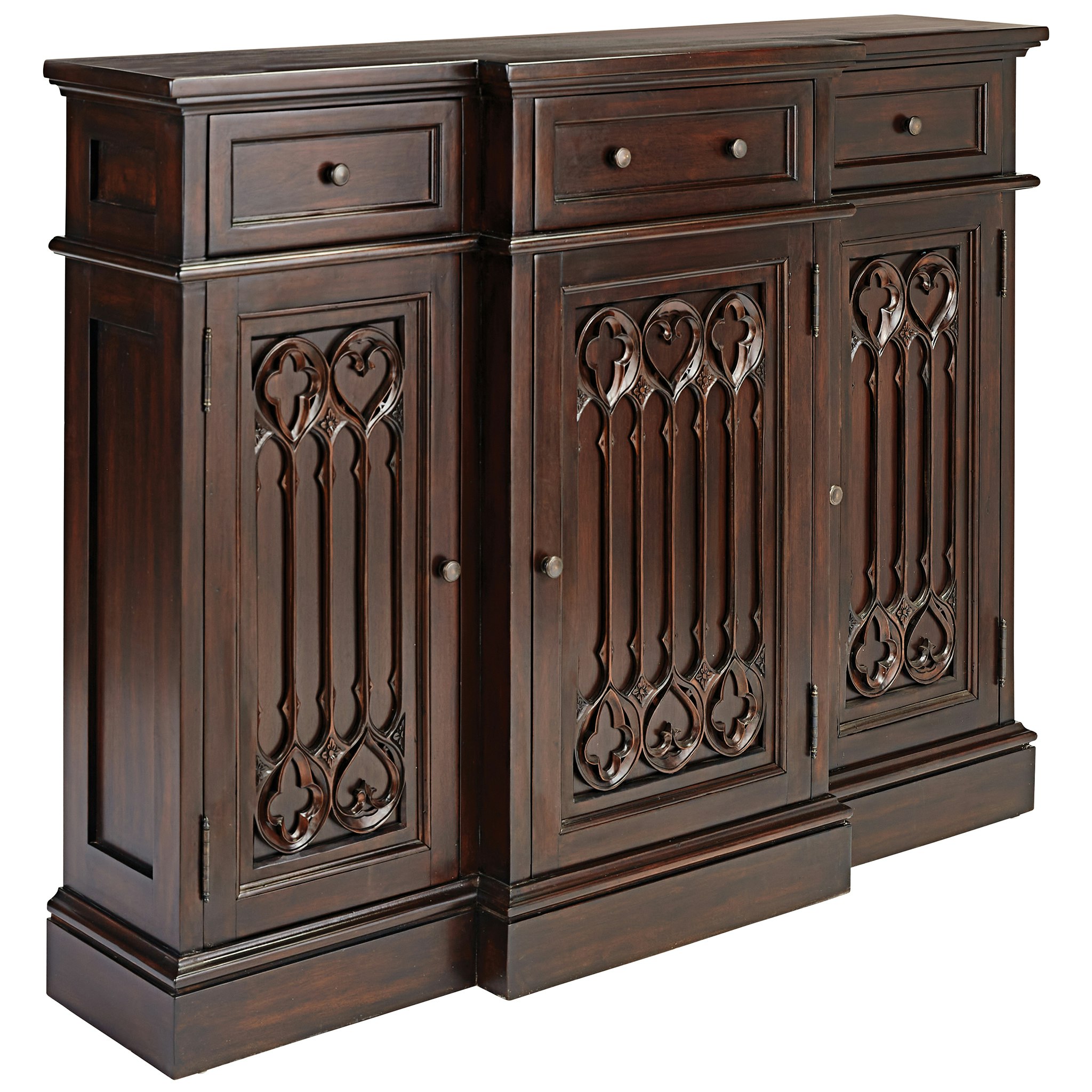 Toscano - Canterbury Abbey Gothic Sideboard Console Table in Cherry, Mahogany