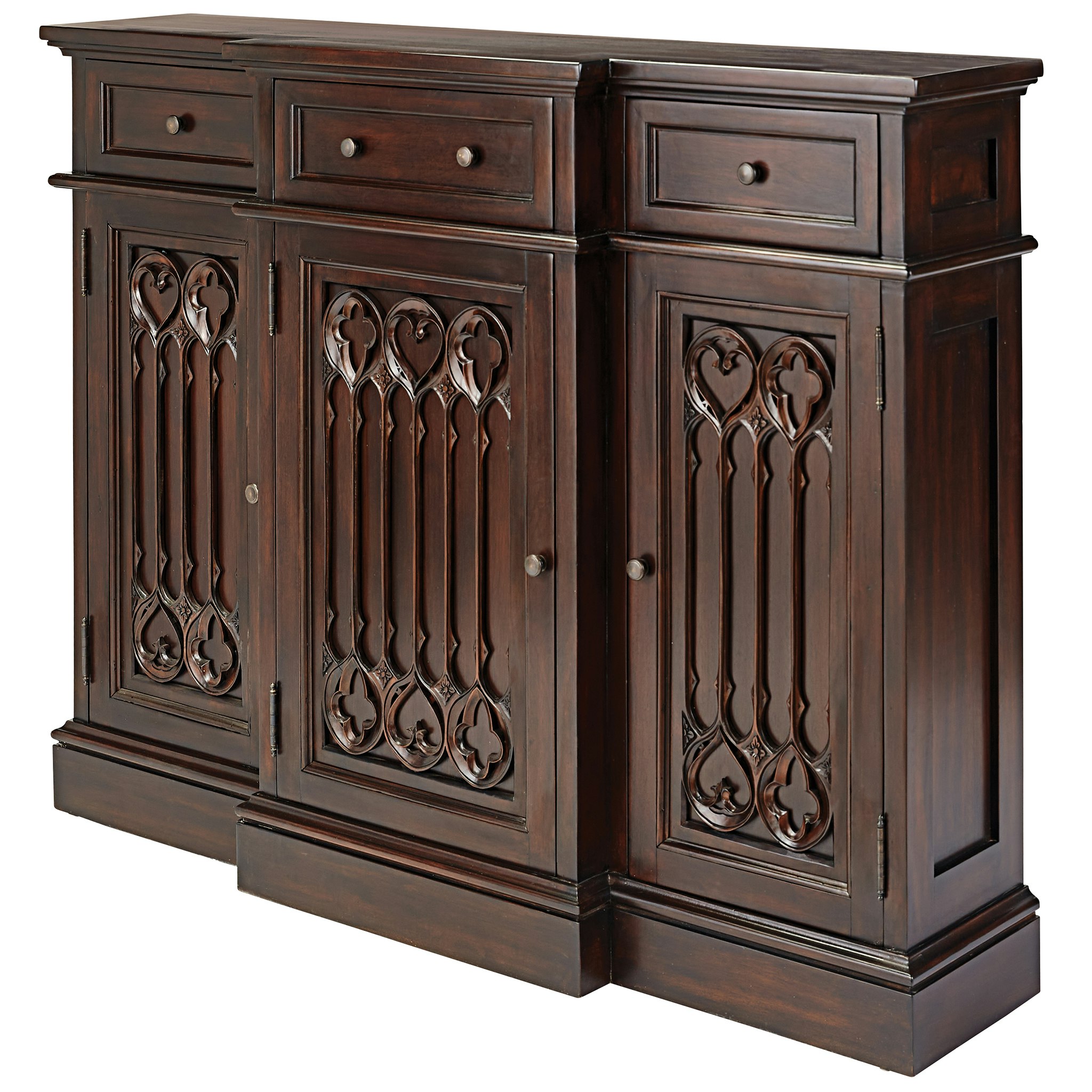 Toscano - Canterbury Abbey Gothic Sideboard Console Table in Cherry, Mahogany