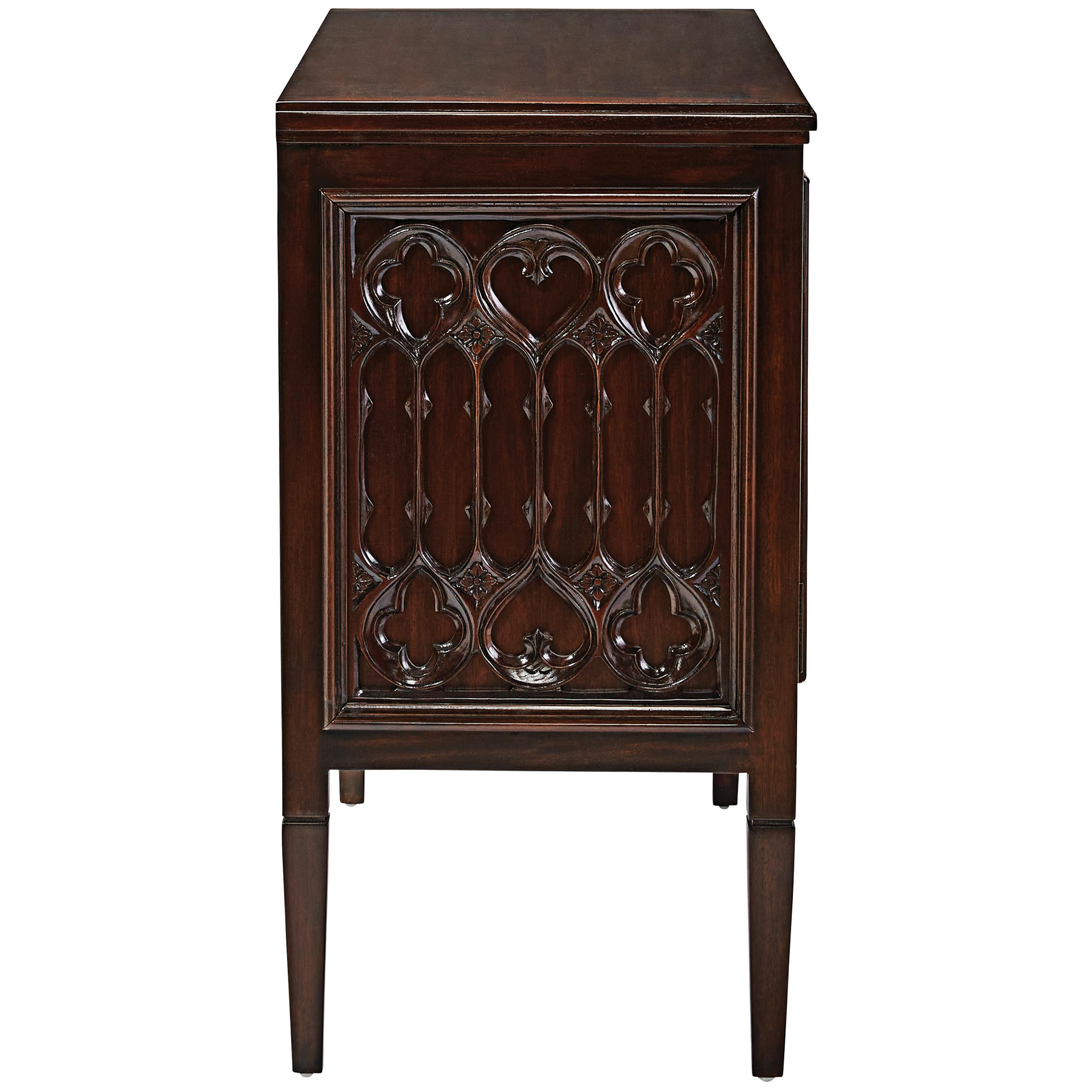 Toscano - Canterbury Abbey Gothic Cabinet Console Table in Walnut, Mahogany