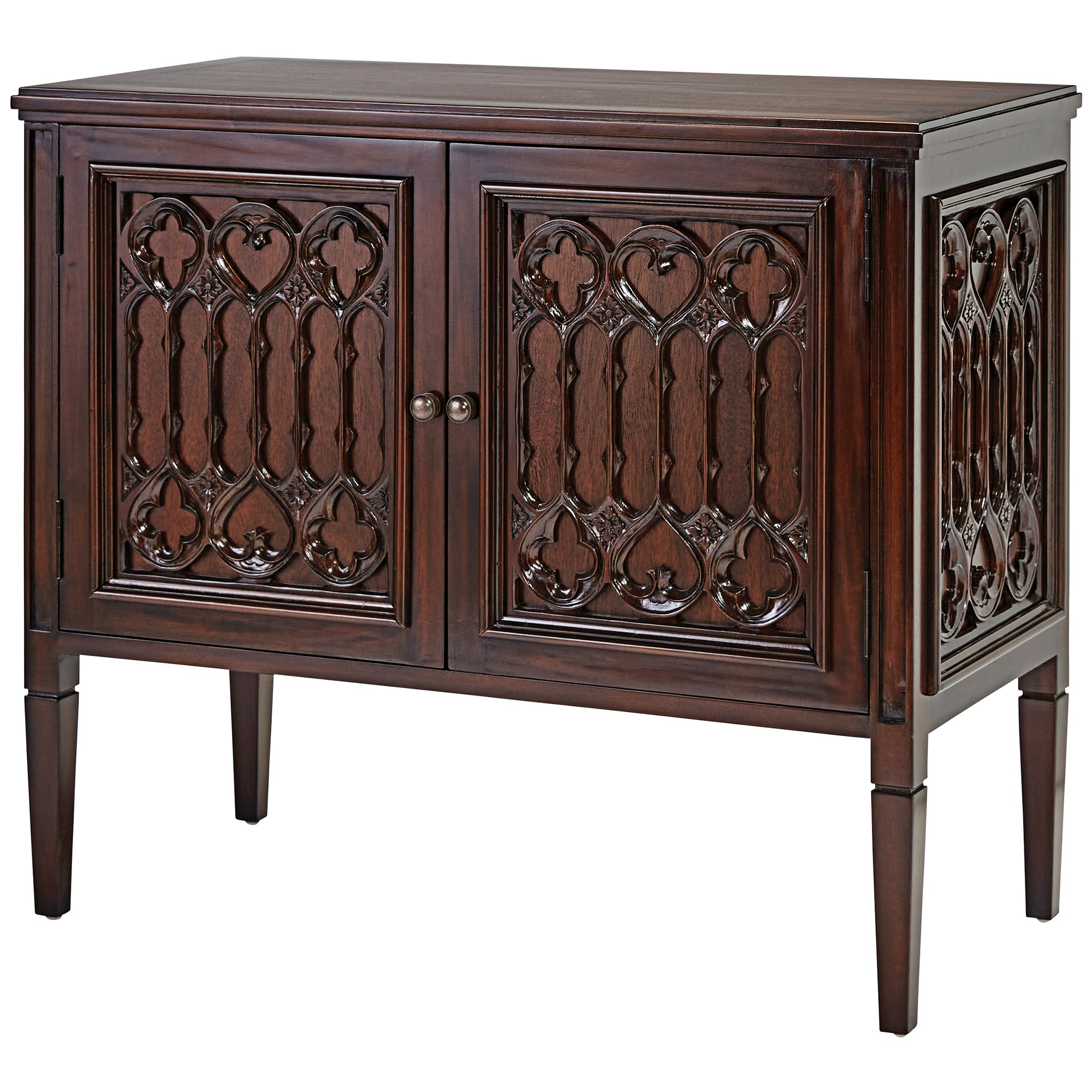 Toscano - Canterbury Abbey Gothic Cabinet Console Table in Walnut, Mahogany