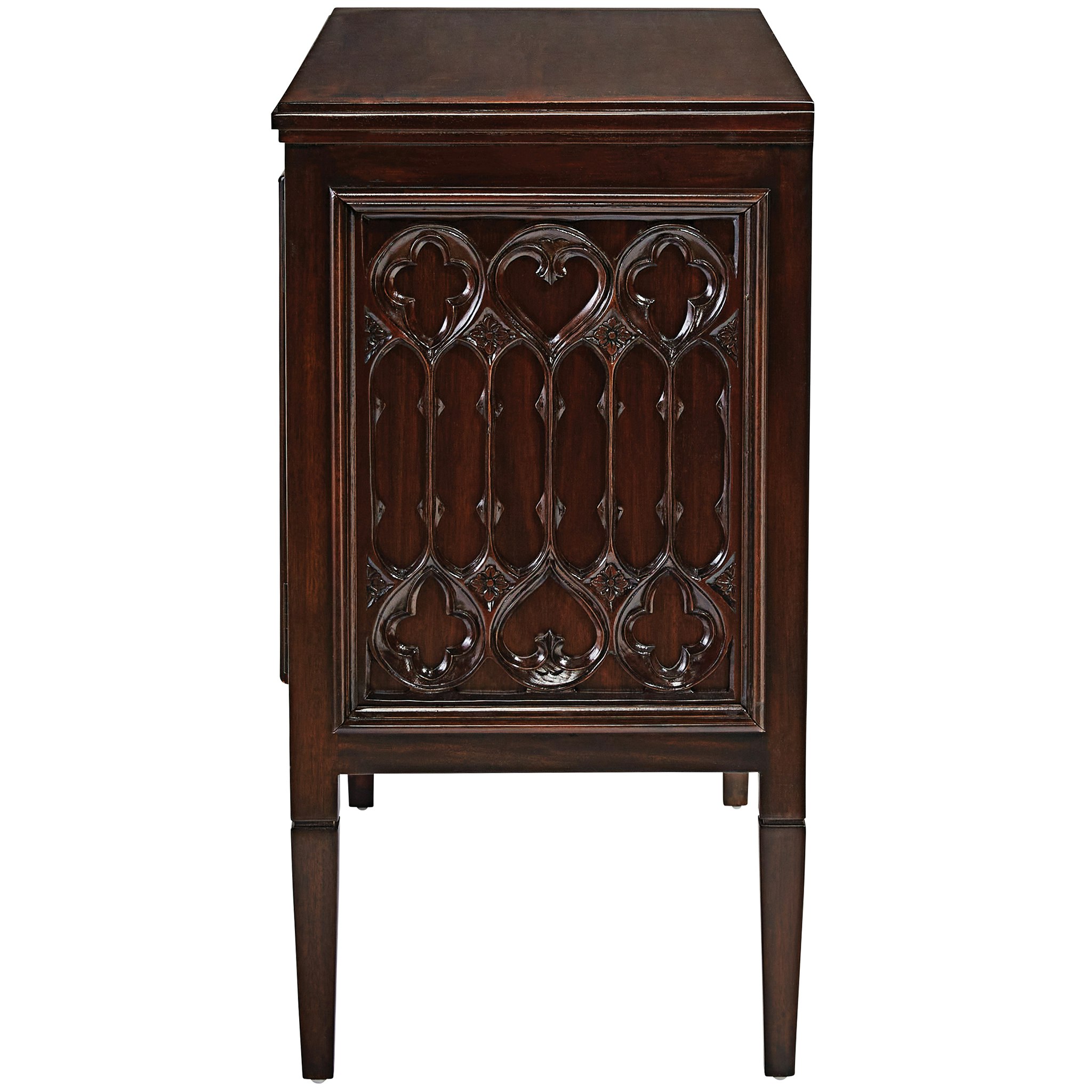 Toscano - Canterbury Abbey Gothic Cabinet Console Table in Walnut, Mahogany