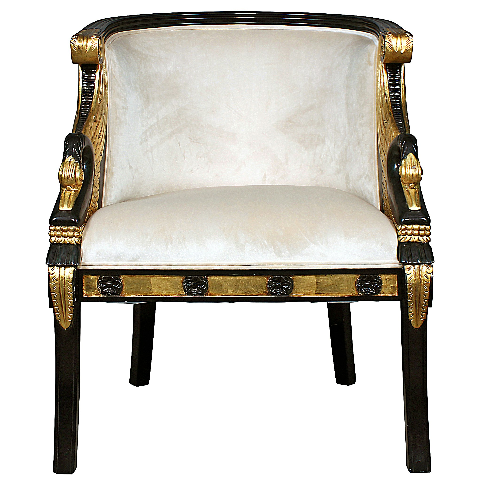 Toscano™ Neoclassical Graceful Swans Tub Chair - Ivory, Velvet