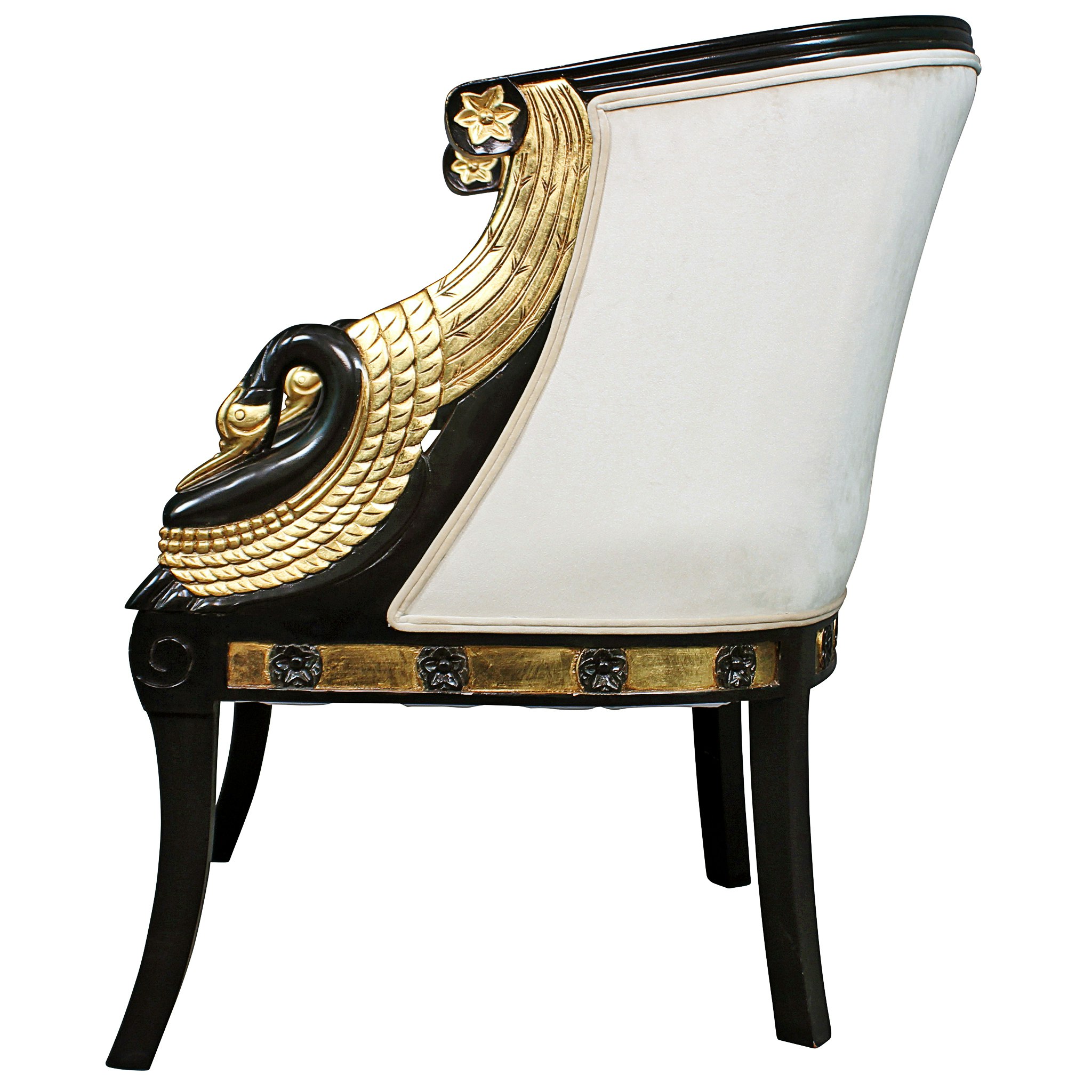 Toscano™ Neoclassical Graceful Swans Tub Chair - Ivory, Velvet