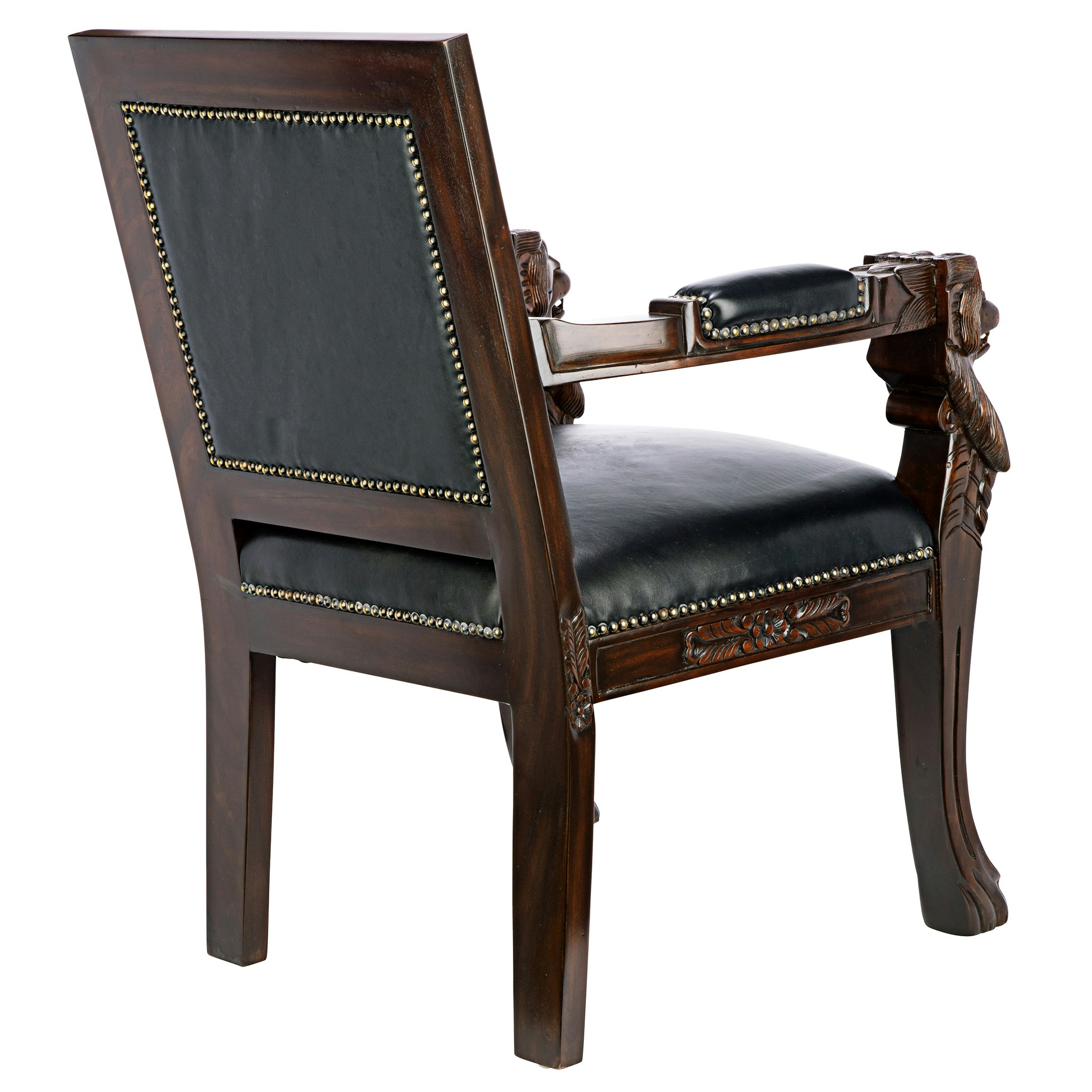 Toscano Beardsley Lion Armchair - Black, Mahogany/Leather