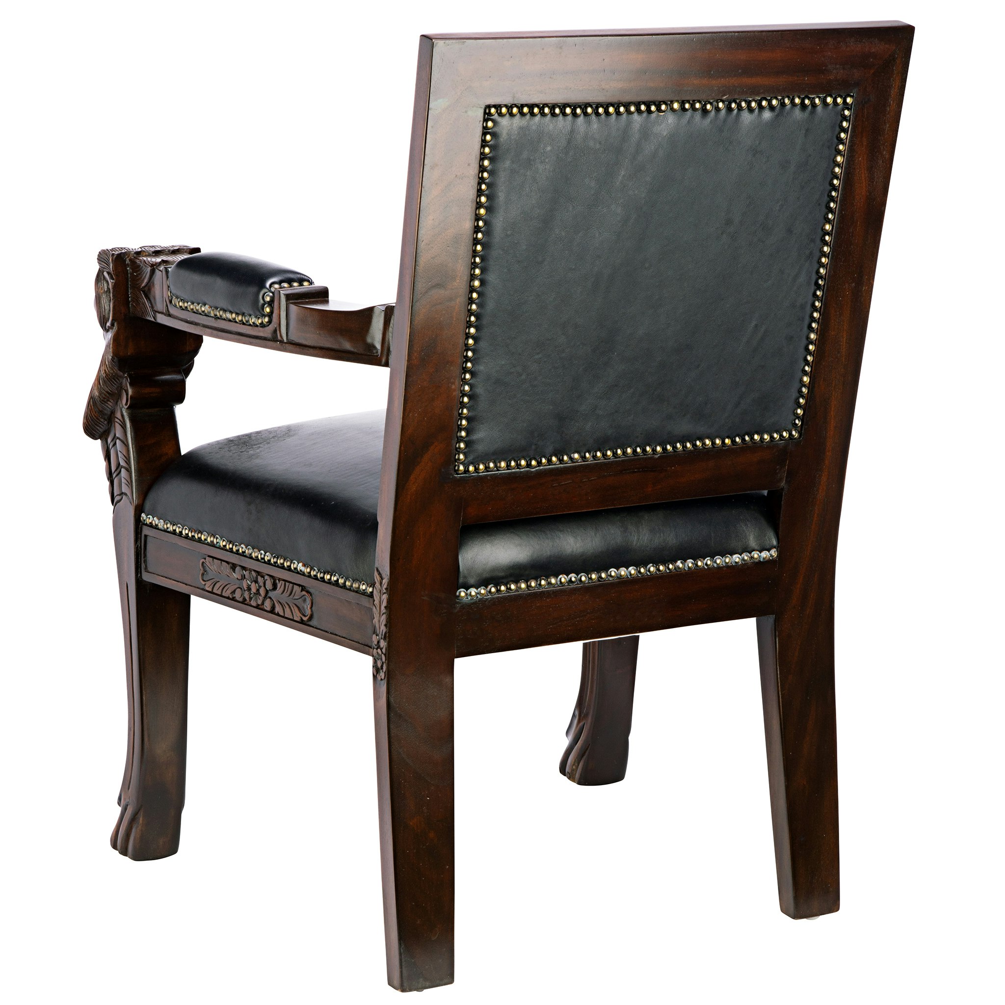 Toscano Beardsley Lion Armchair - Black, Mahogany/Leather