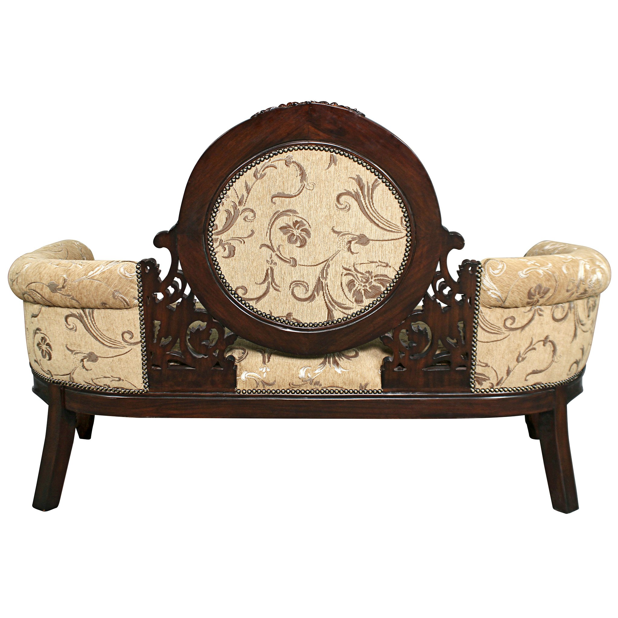 Toscano - Victorian Cameo-Backed Sofa Couch in Beige, Fabric