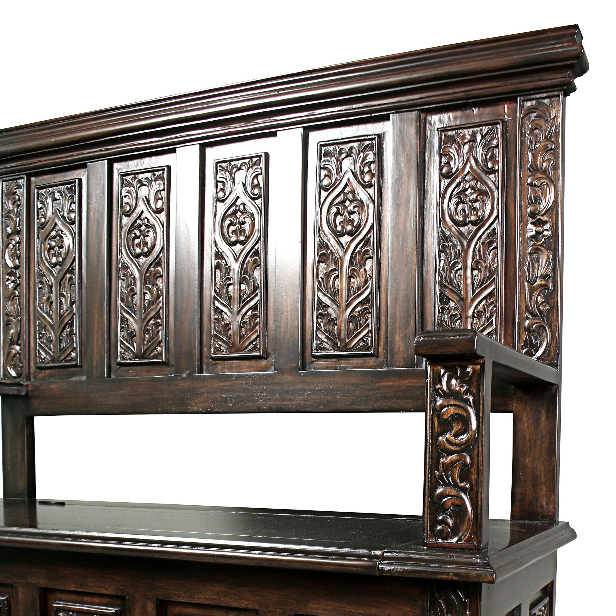 Toscano - York Monastery Mahogany Gothic Bench in Cherry, Mahogany